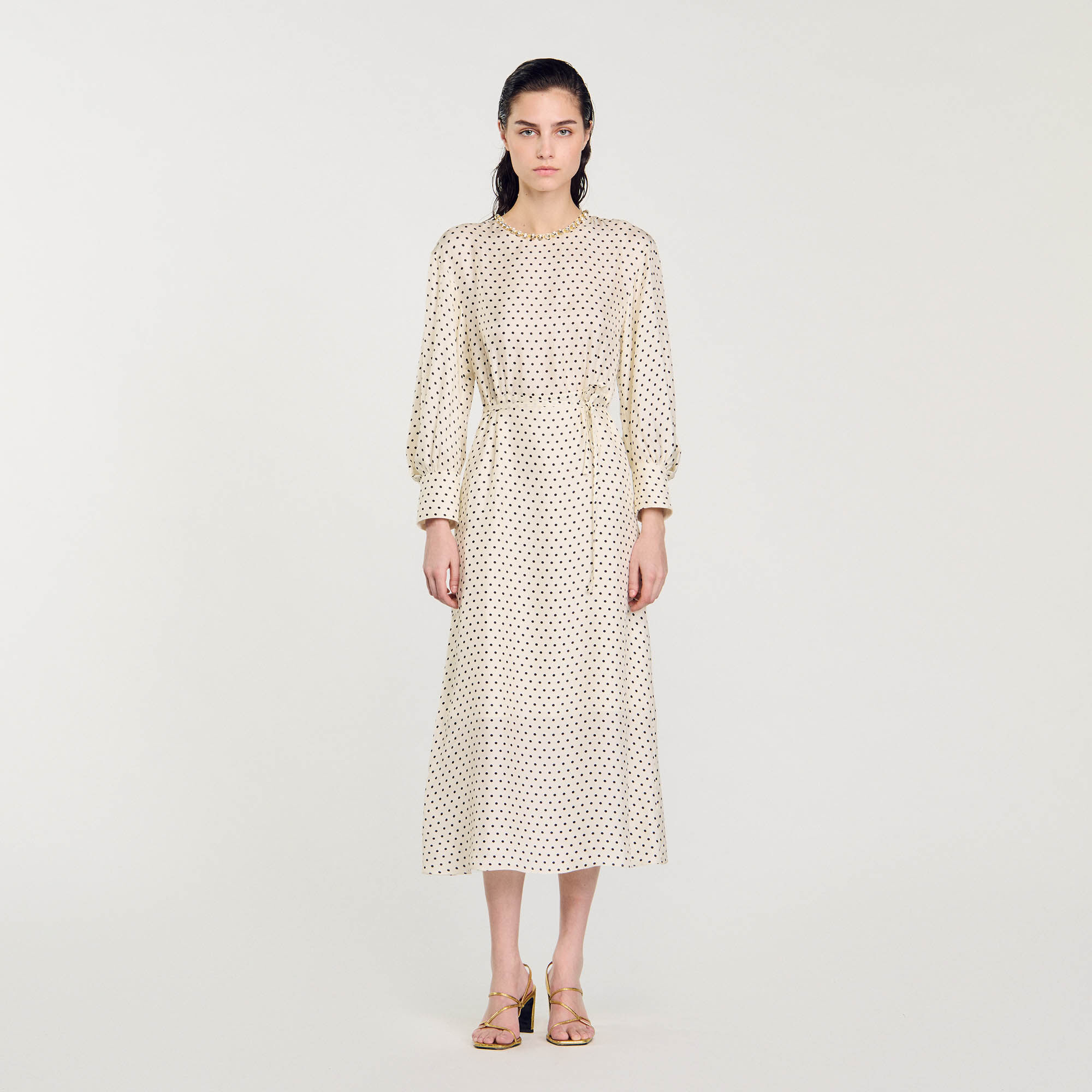 Polka Dot Dress with Jeweled Collar