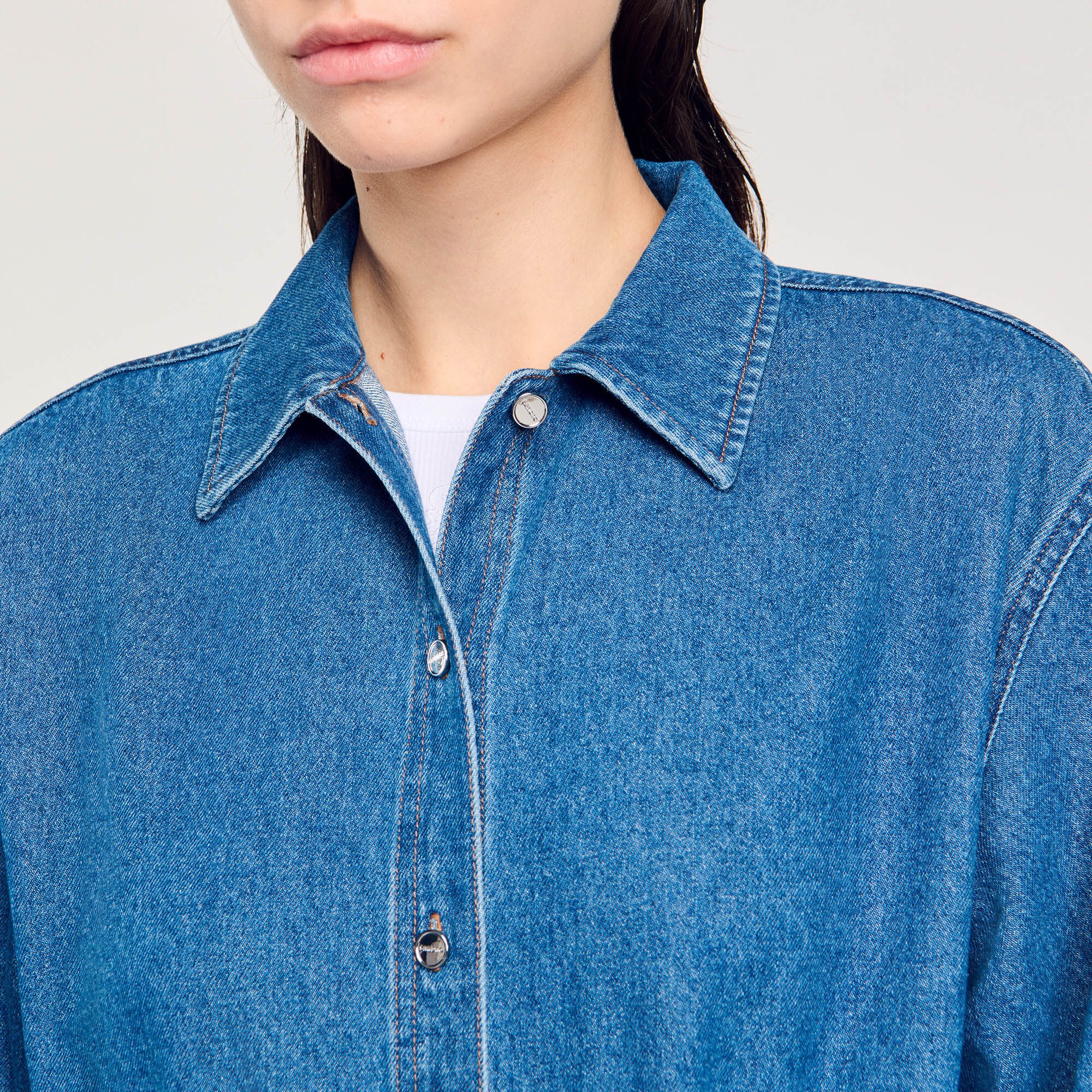 Denim shirt bodysuit