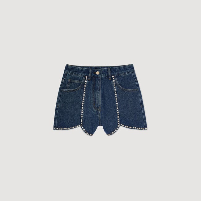 Rhinestone denim shorts