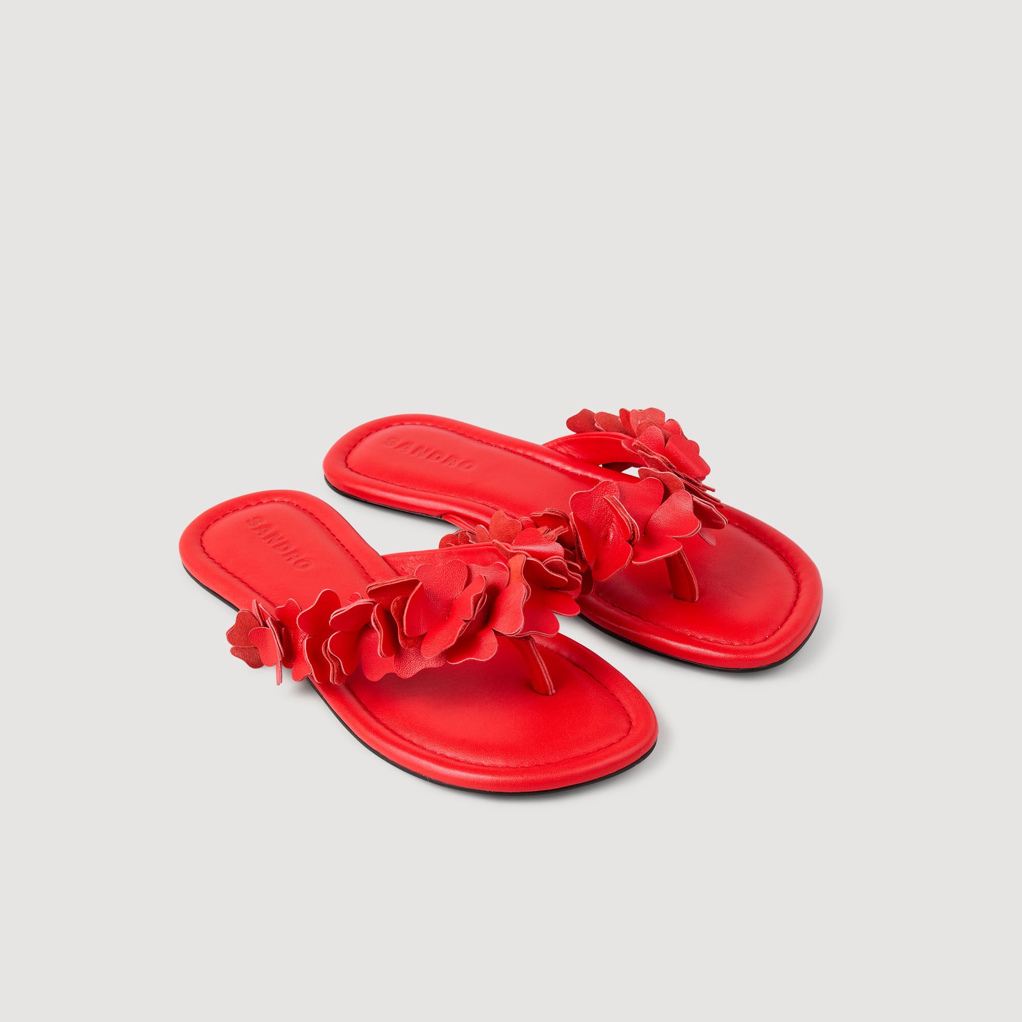 Floral leather sandals