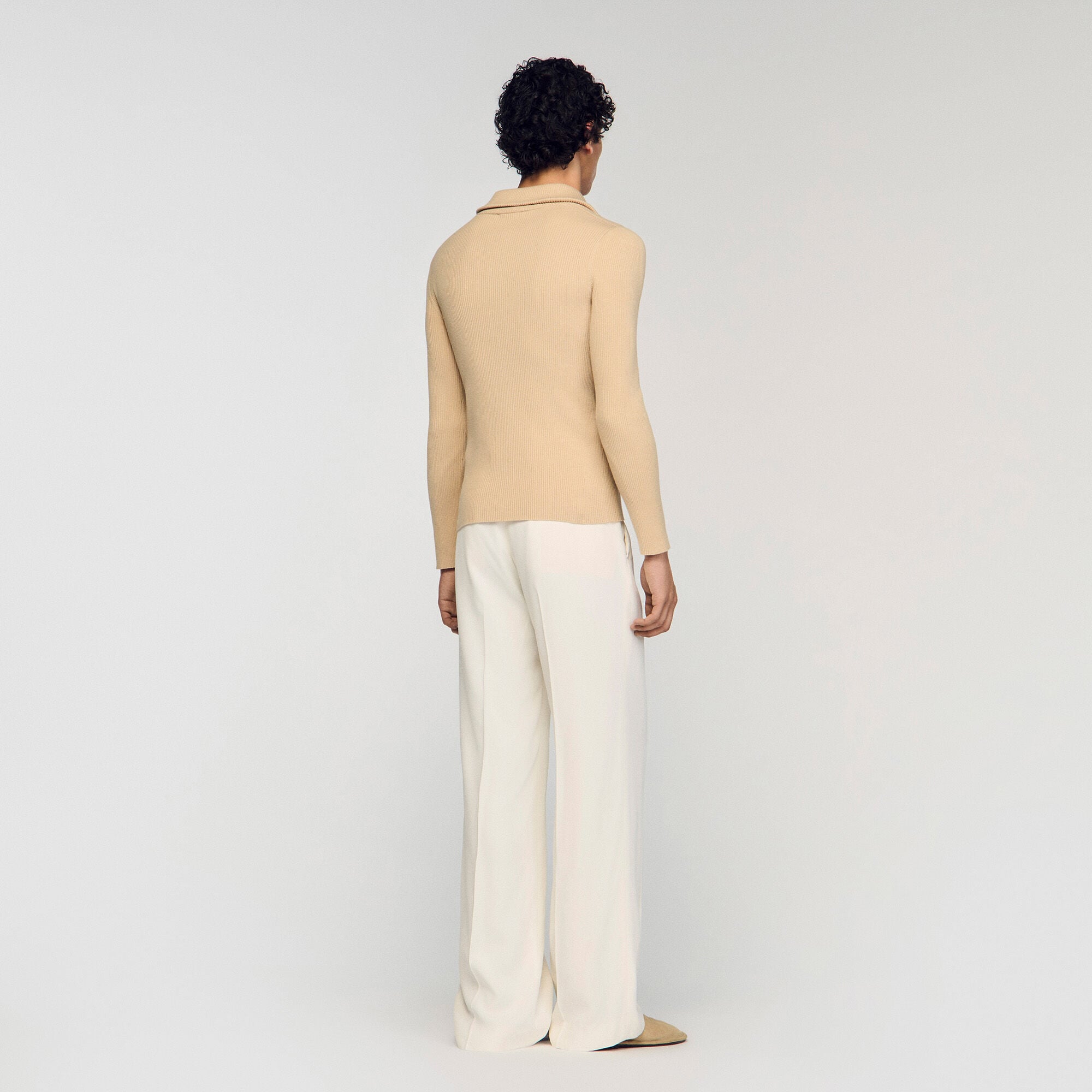 Zip cardigan with standing collar