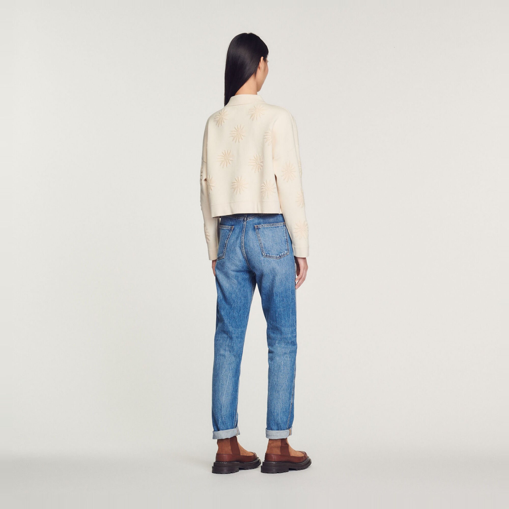 Embroidered knit coatigan