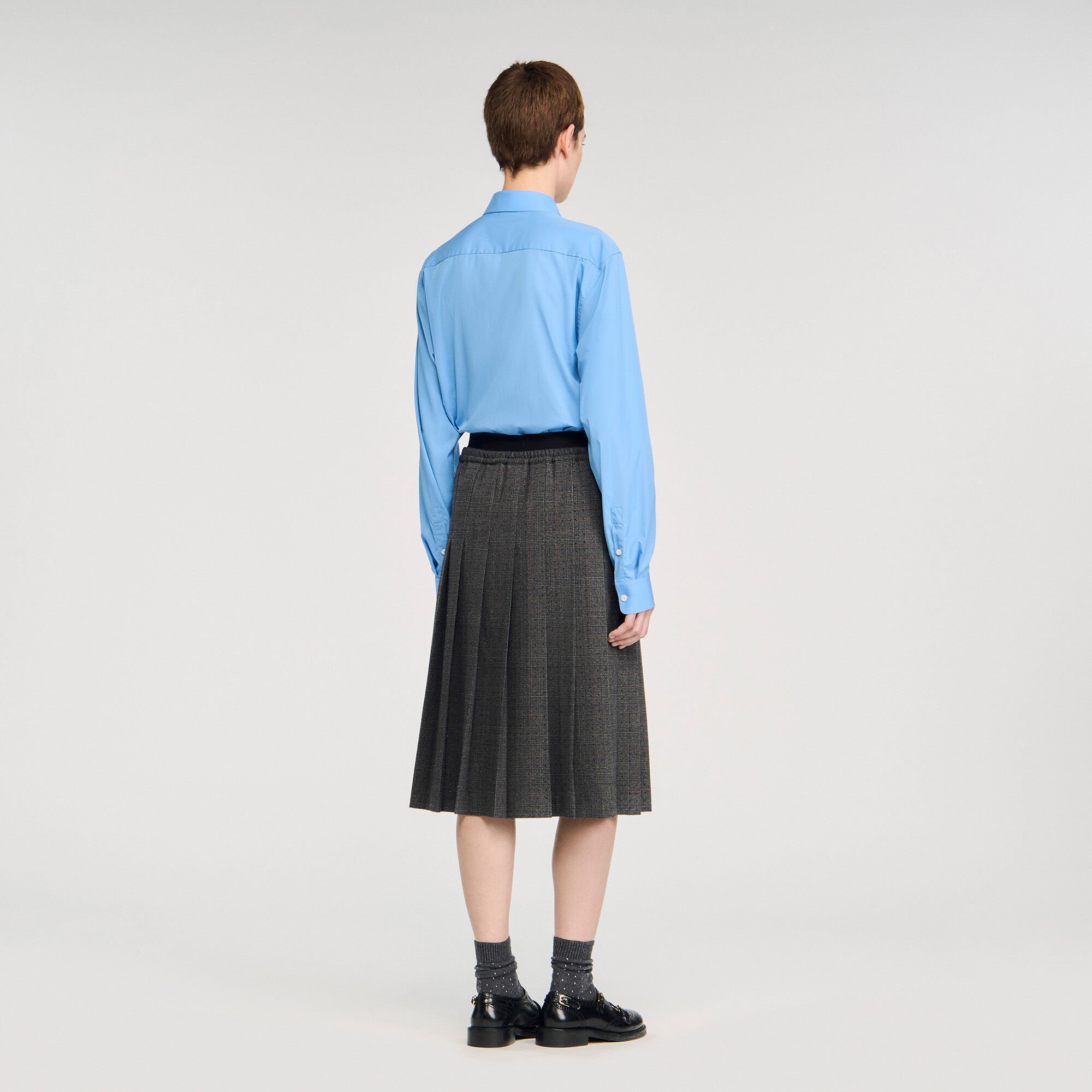 Long pleated rhinestone skirt