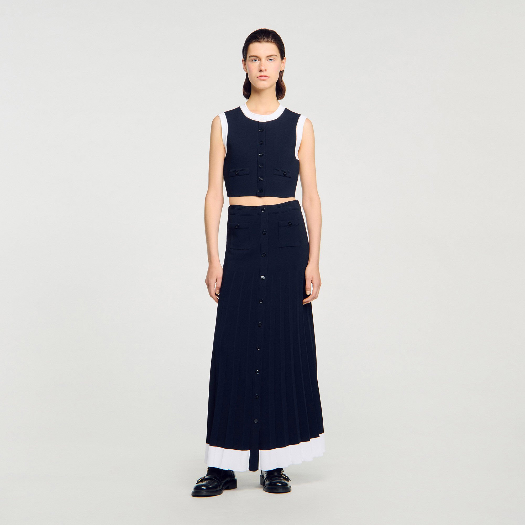 Maxi two-tone knit skirt