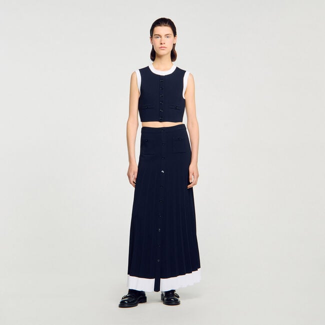 Maxi two-tone knit skirt