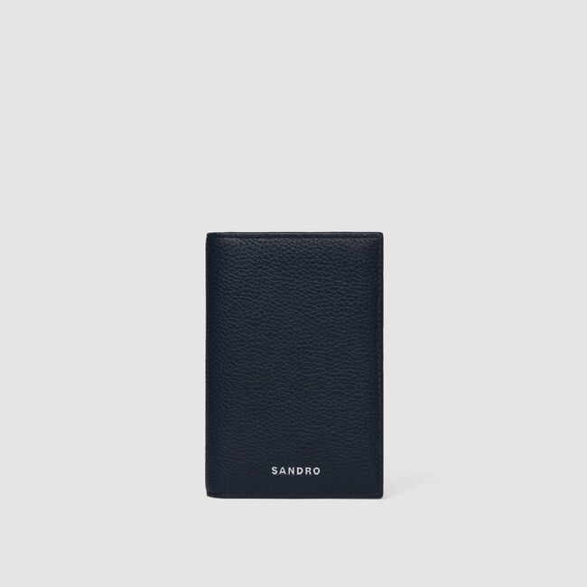 Grained leather foldable cardholder