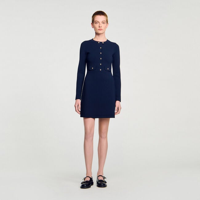 Mini button-up knit dress