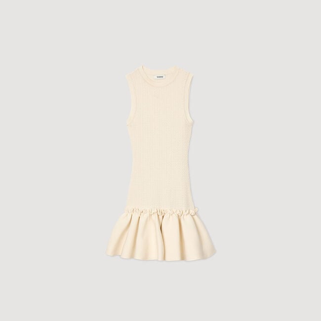 Mini knit dress with ruffle