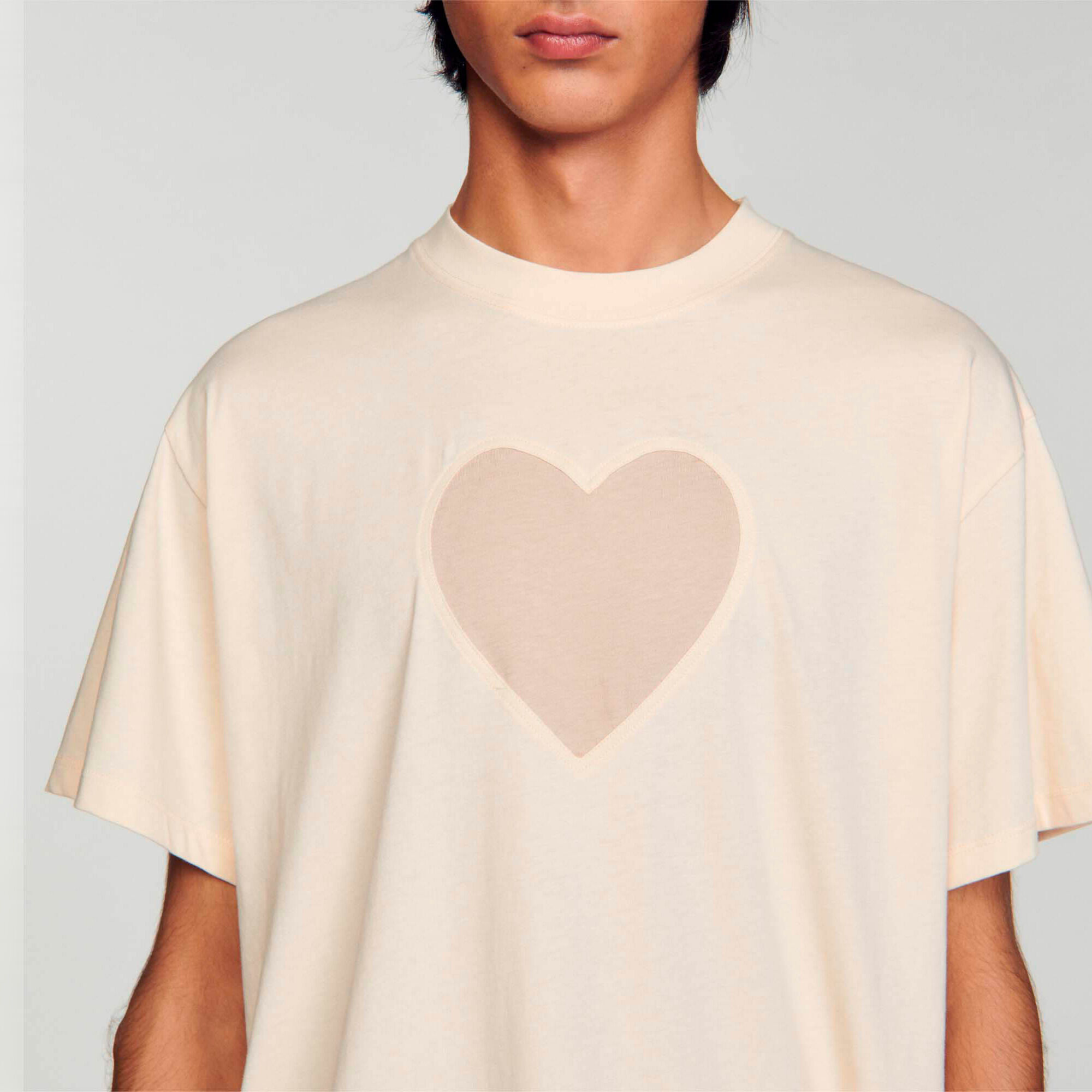 Cotton T-shirt white / beige for Men | Sandro Paris