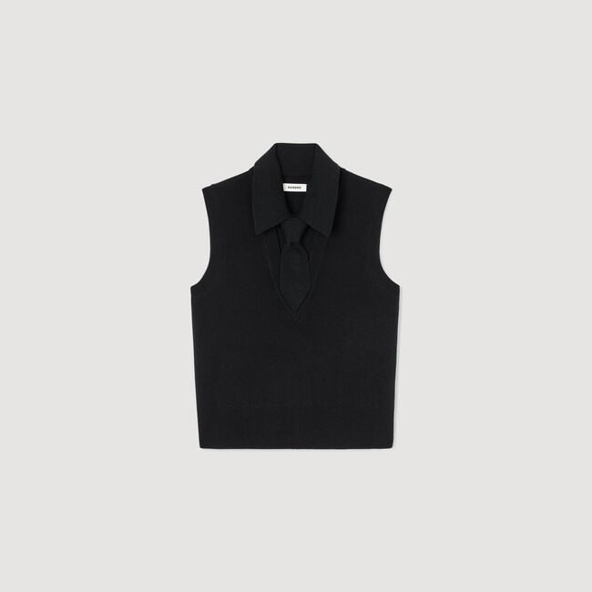 Detachable Tie-Neck Sweater