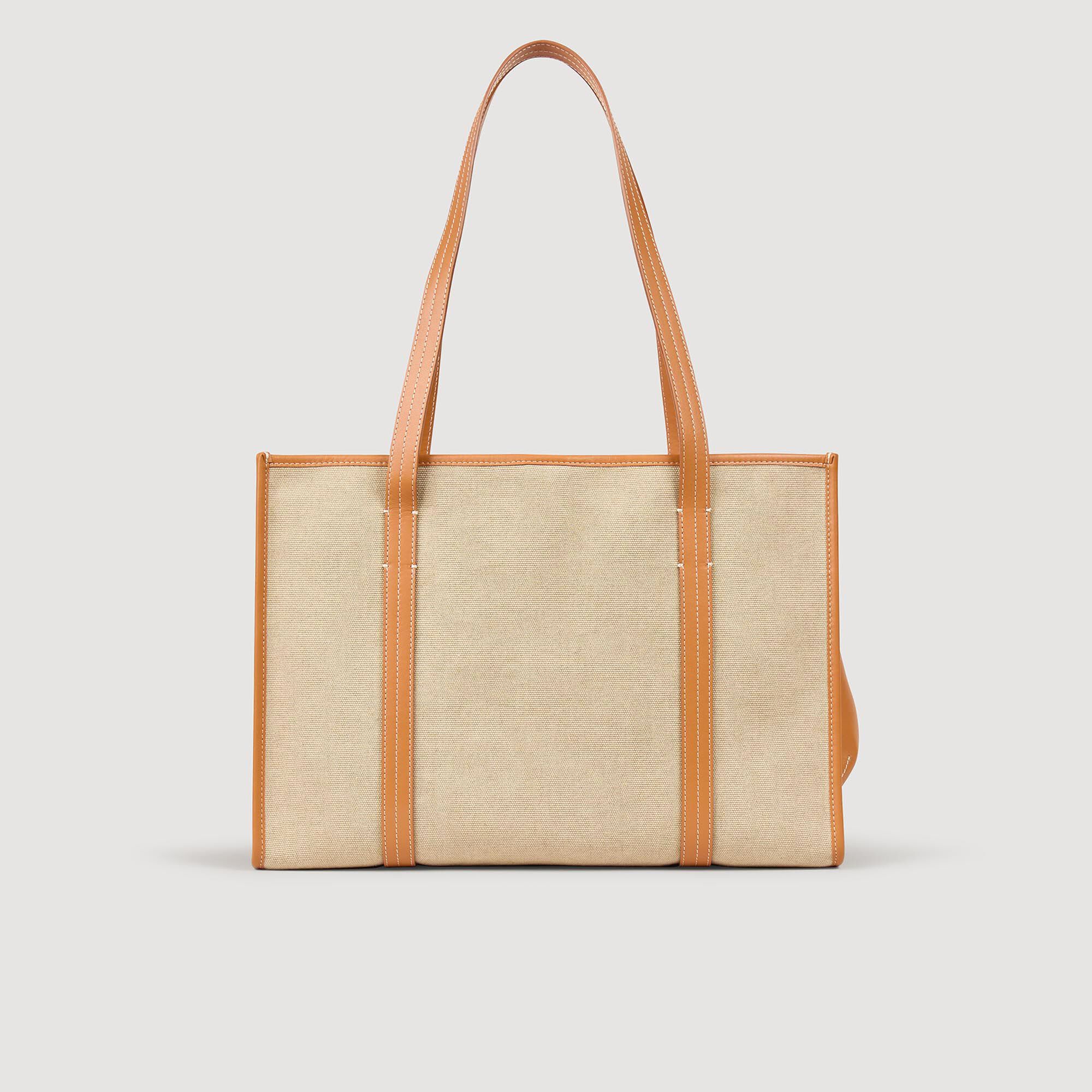 注目ブランド!【SANDRO】トートバッグ Canvas tote bag white / beige For Women | Sandro Paris