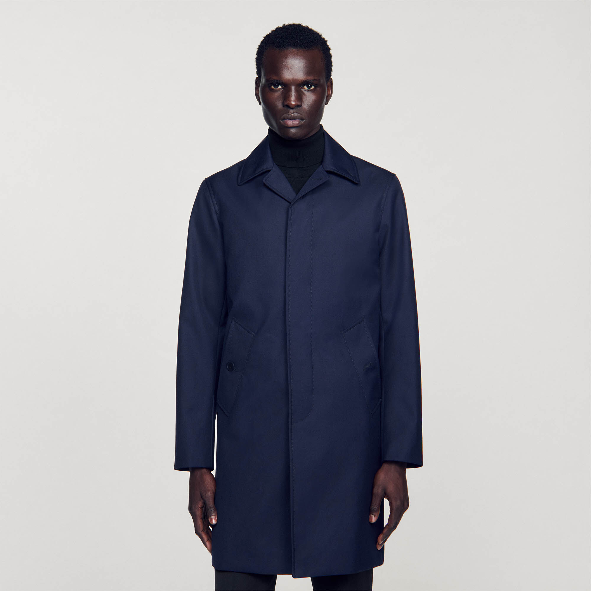 Waterproof raincoat blue for Men | Sandro Paris