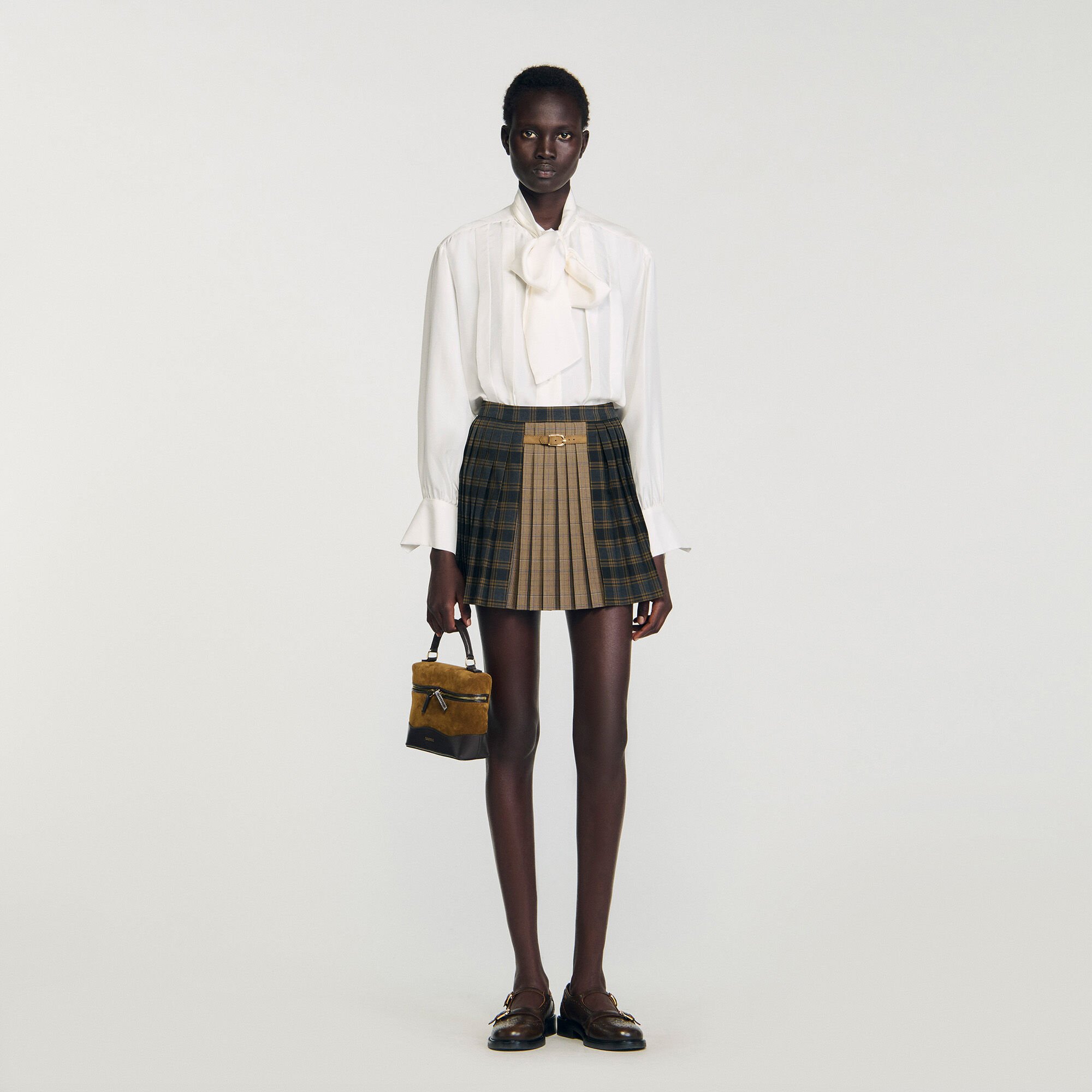 Mini checked pleated skirt