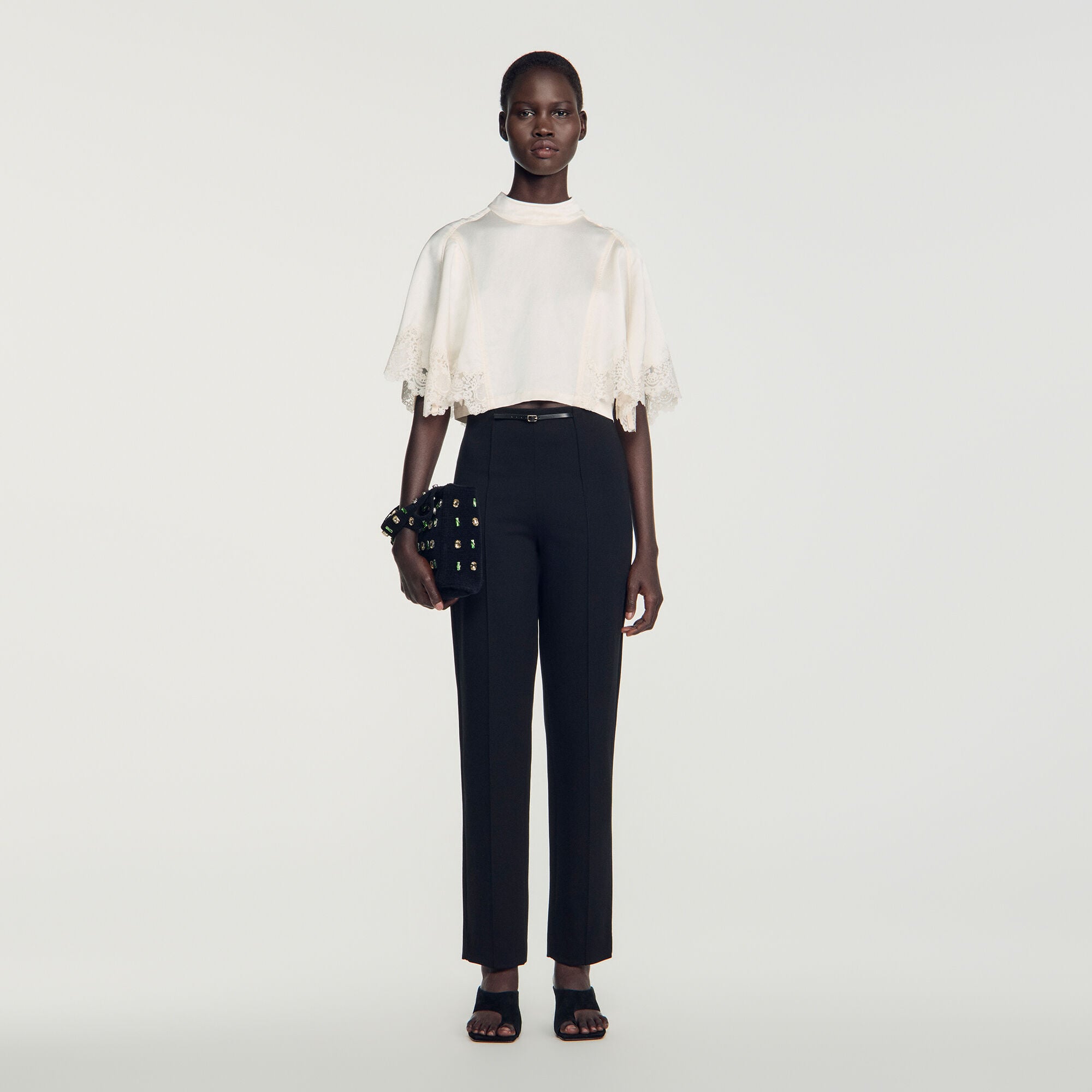 Stretch straight-leg trousers