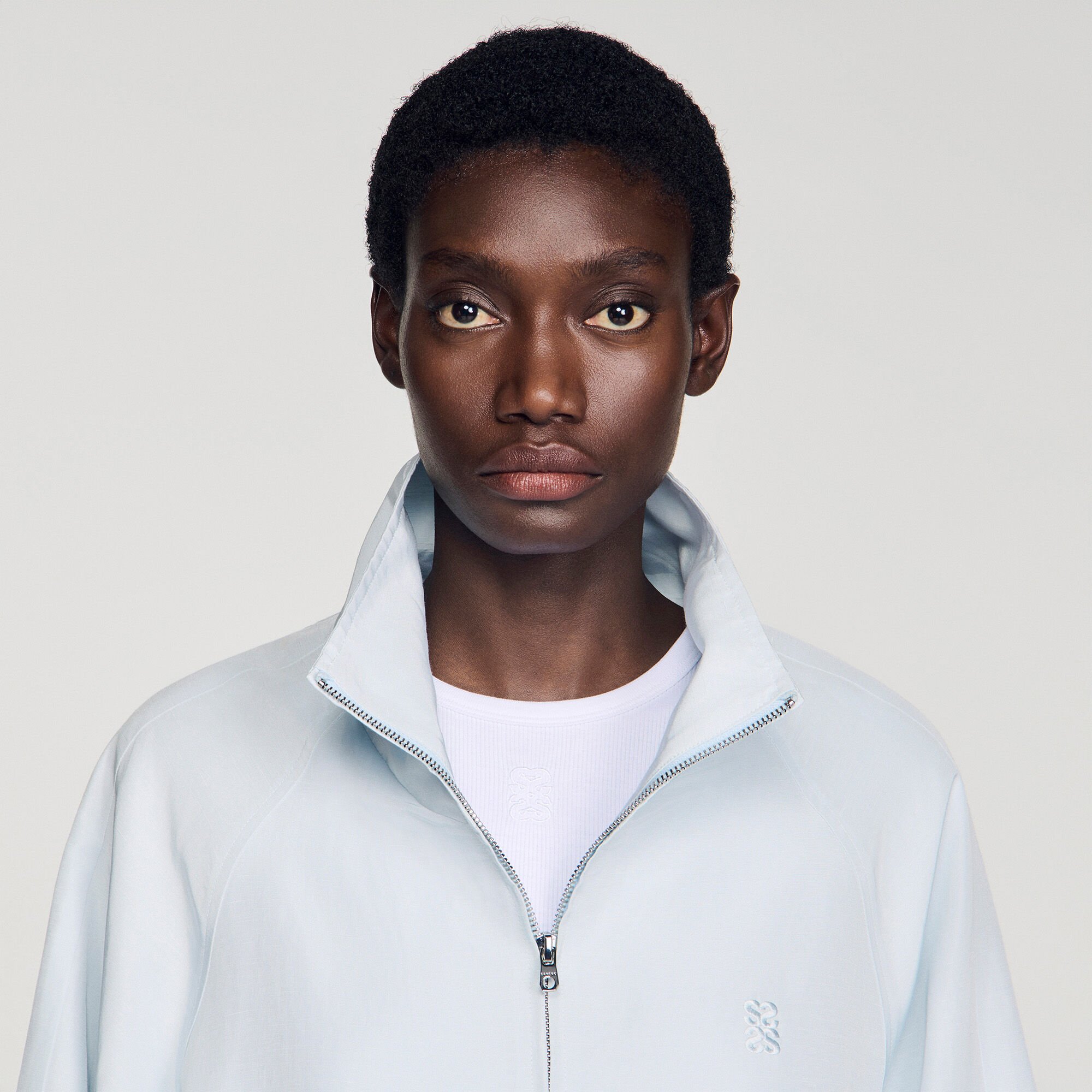 Embroidered collar oversized jacket