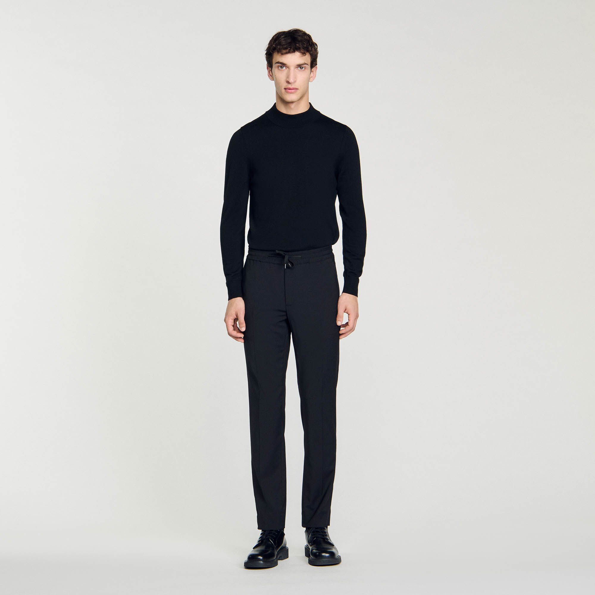 Elasticated straight-leg trousers
