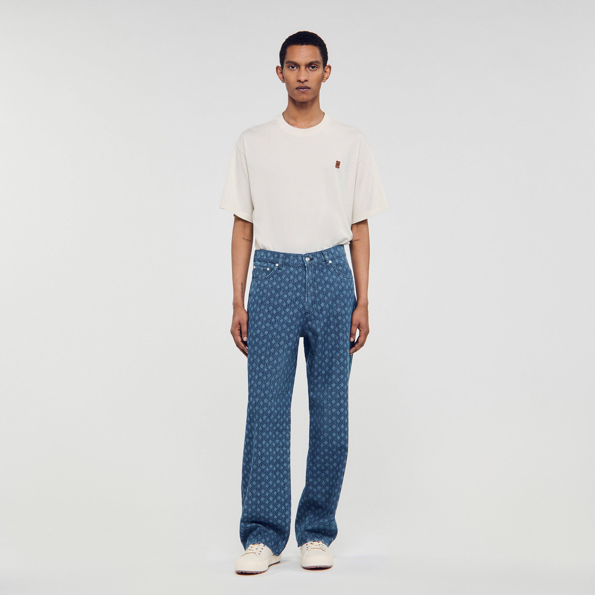 Rope pattern baggy jeans