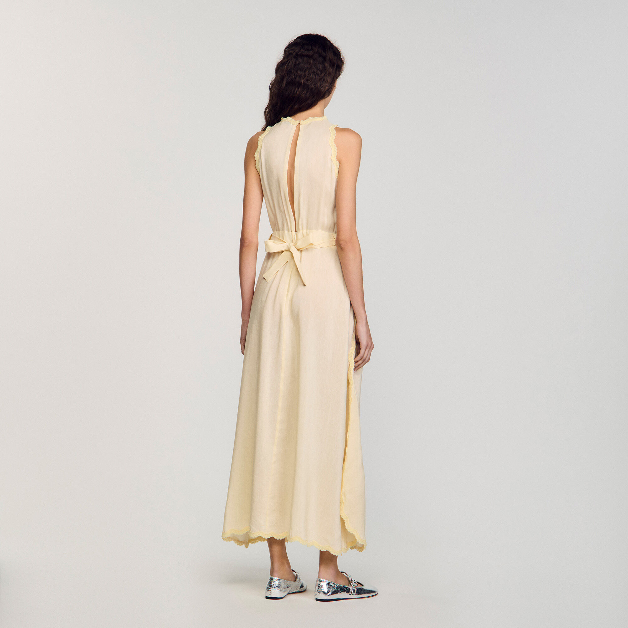 Maxi dress with lace details yellow / orange For Women Maxi dress with lace details yellow / orange For Women