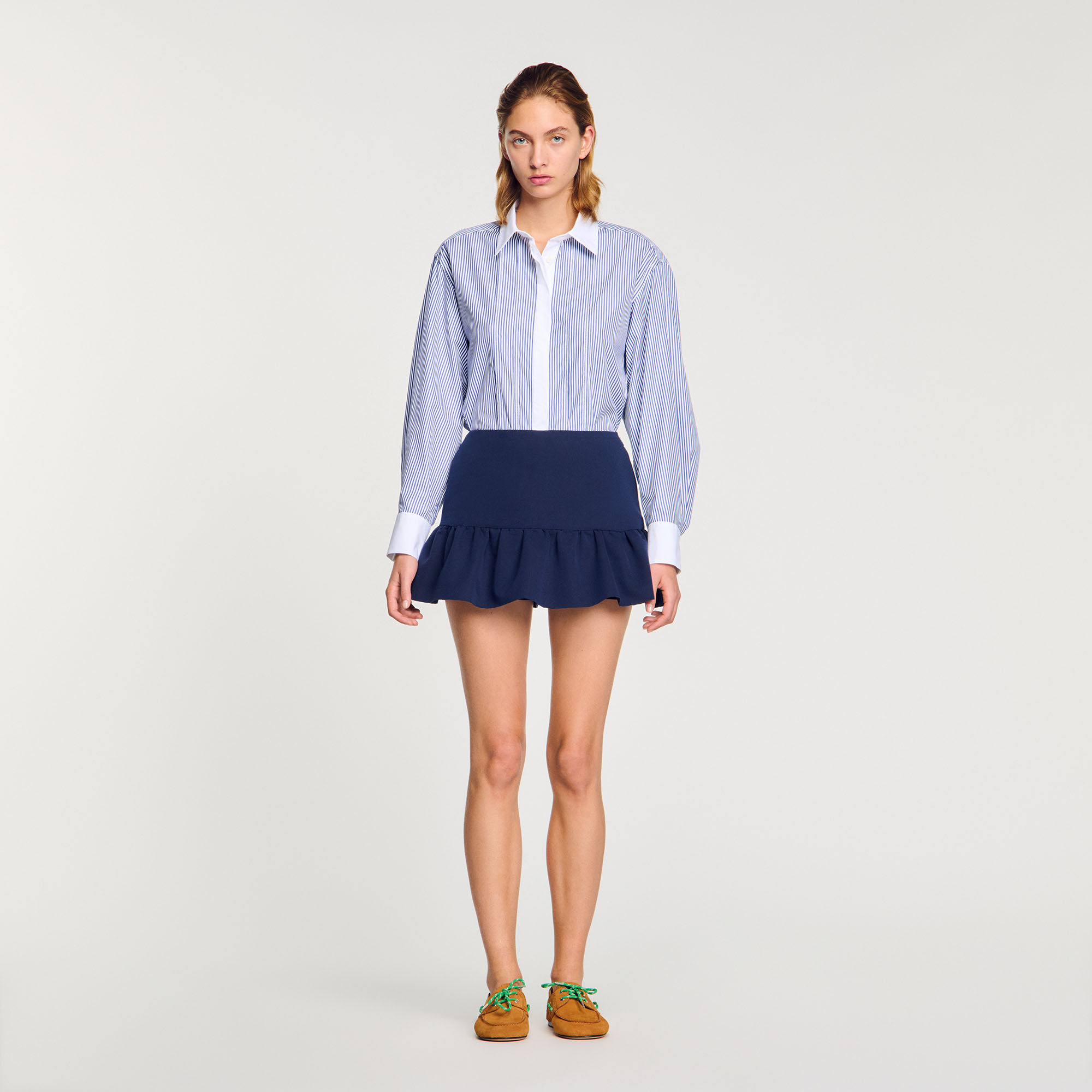 Flounced shorts blue For Women | Sandro Paris