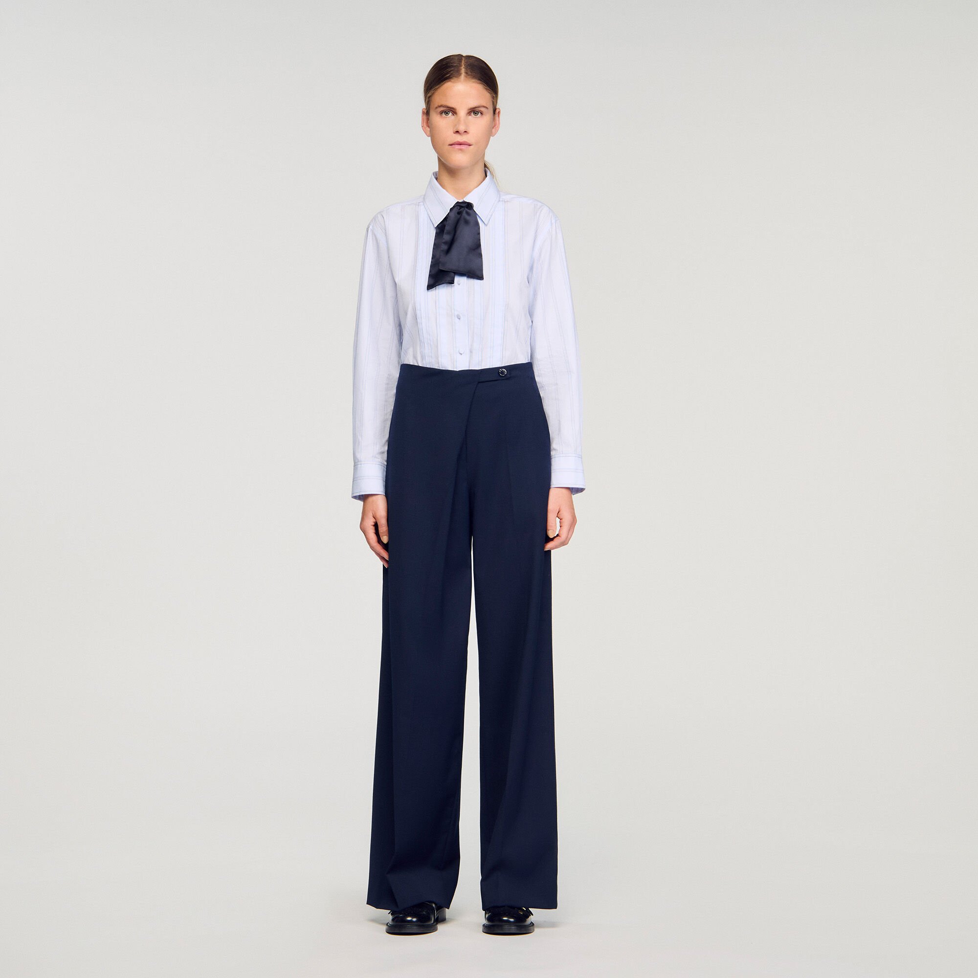 Asymmetric straight-leg trousers