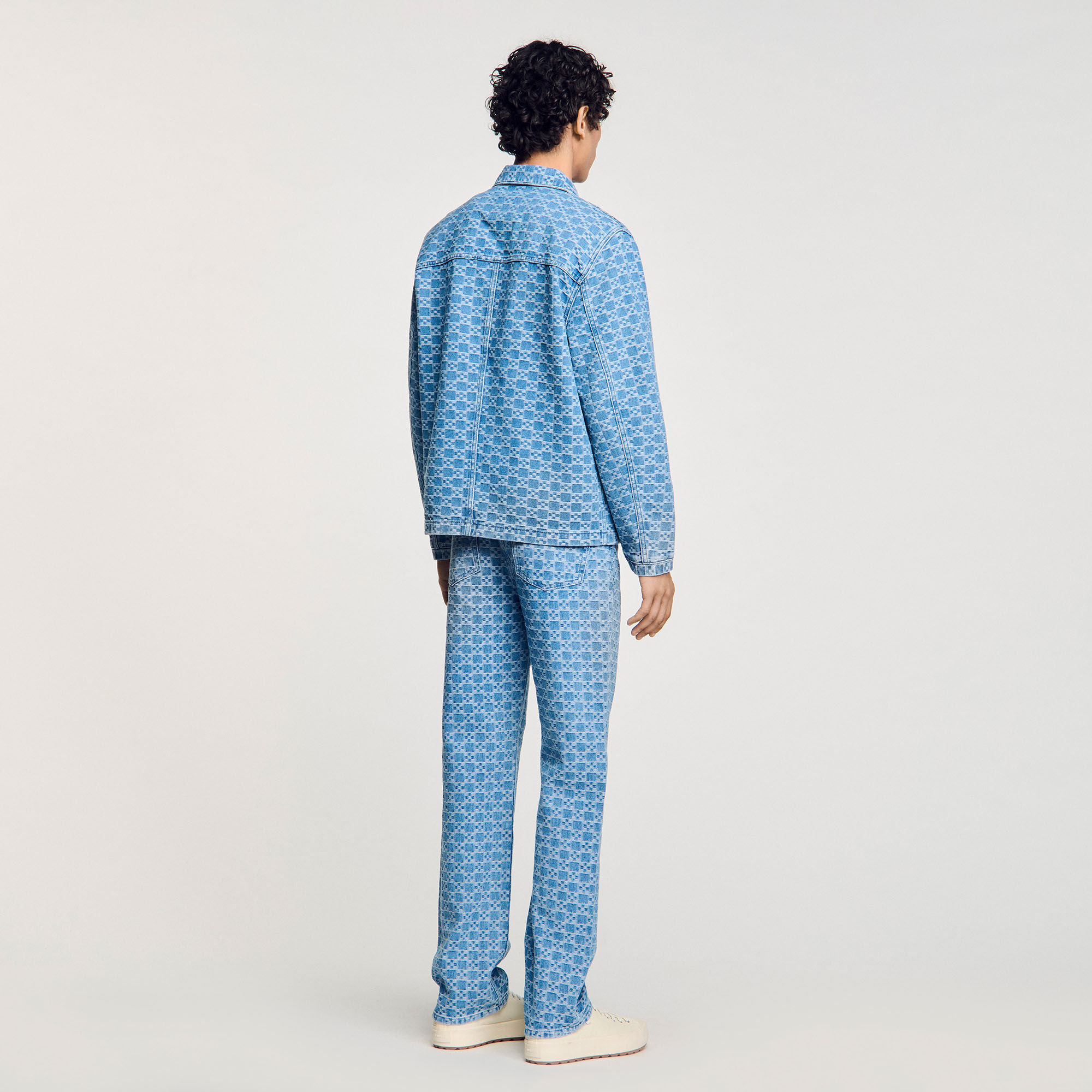 Square cross denim jacket for Men | Sandro Paris