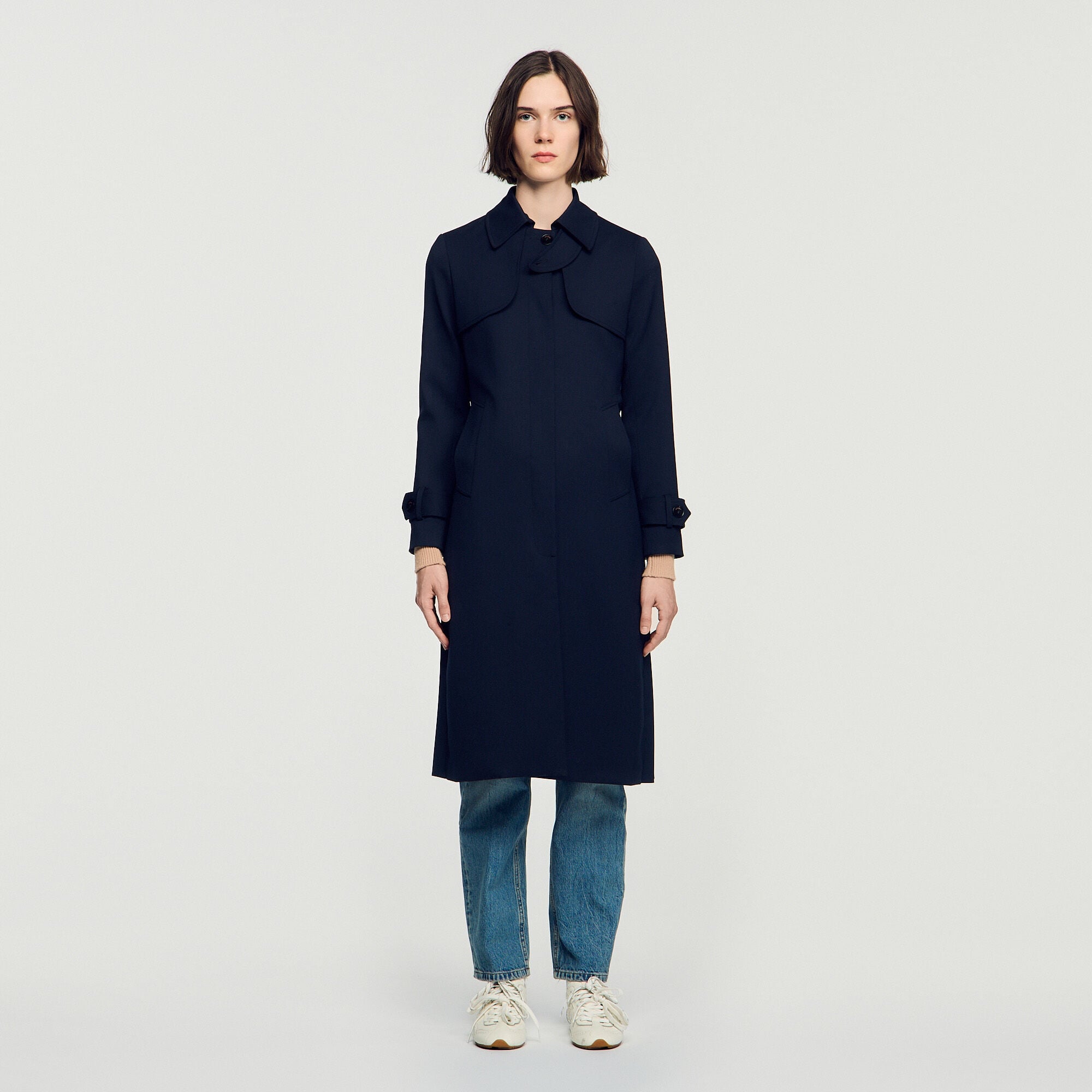 Trench coat with pleated inset - Women | Sandro