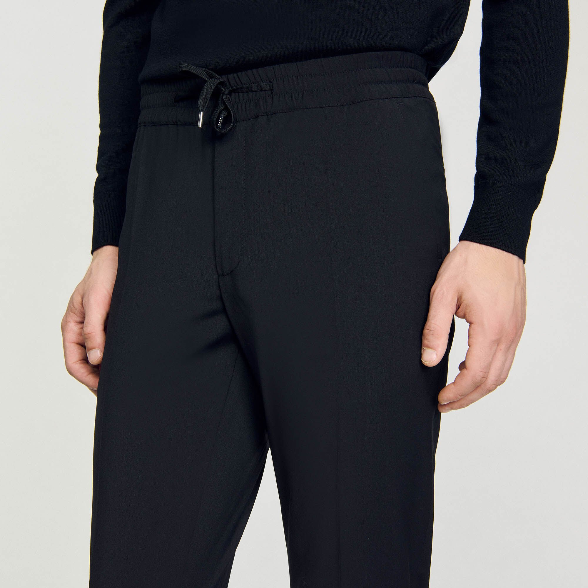 Elasticated straight-leg trousers