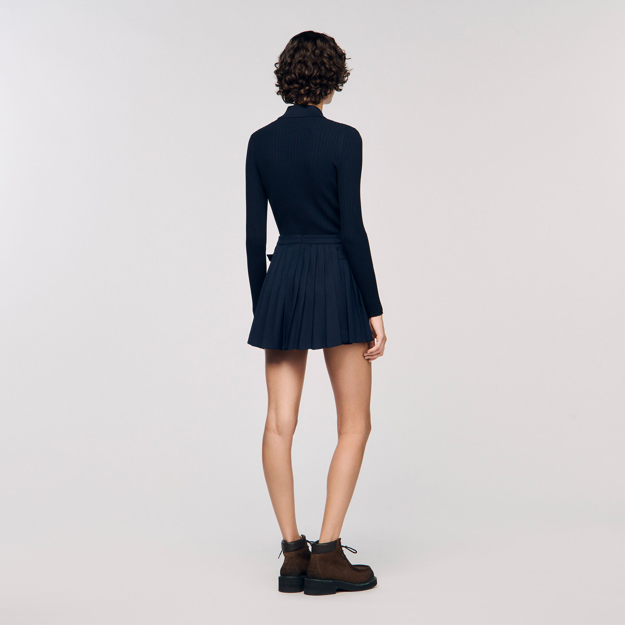 Buckle accent pleated skort
