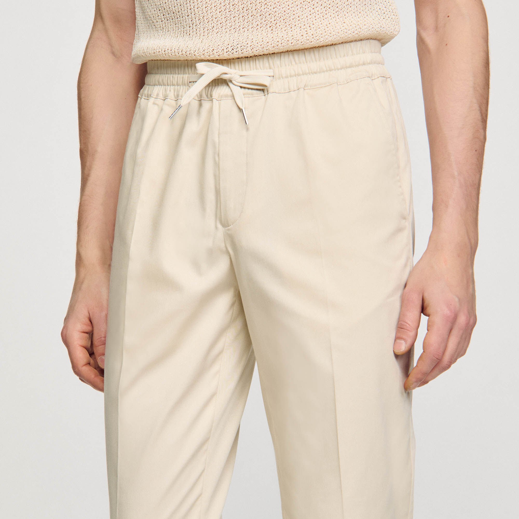 Elasticated straight-leg trousers