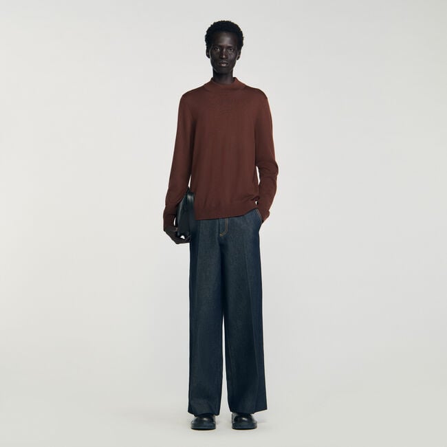 Wool sweater with high neck