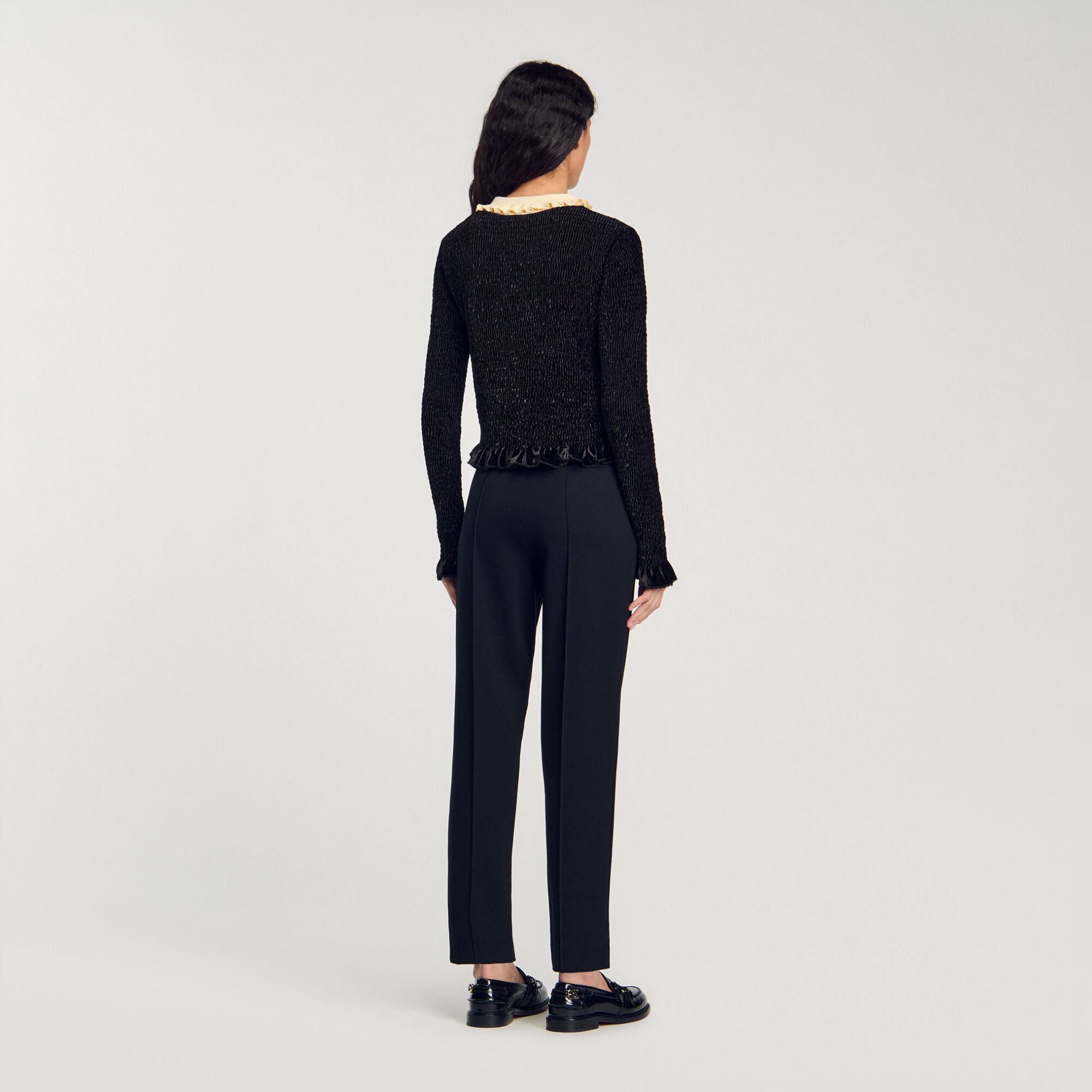 Smocked top with contrasting neck