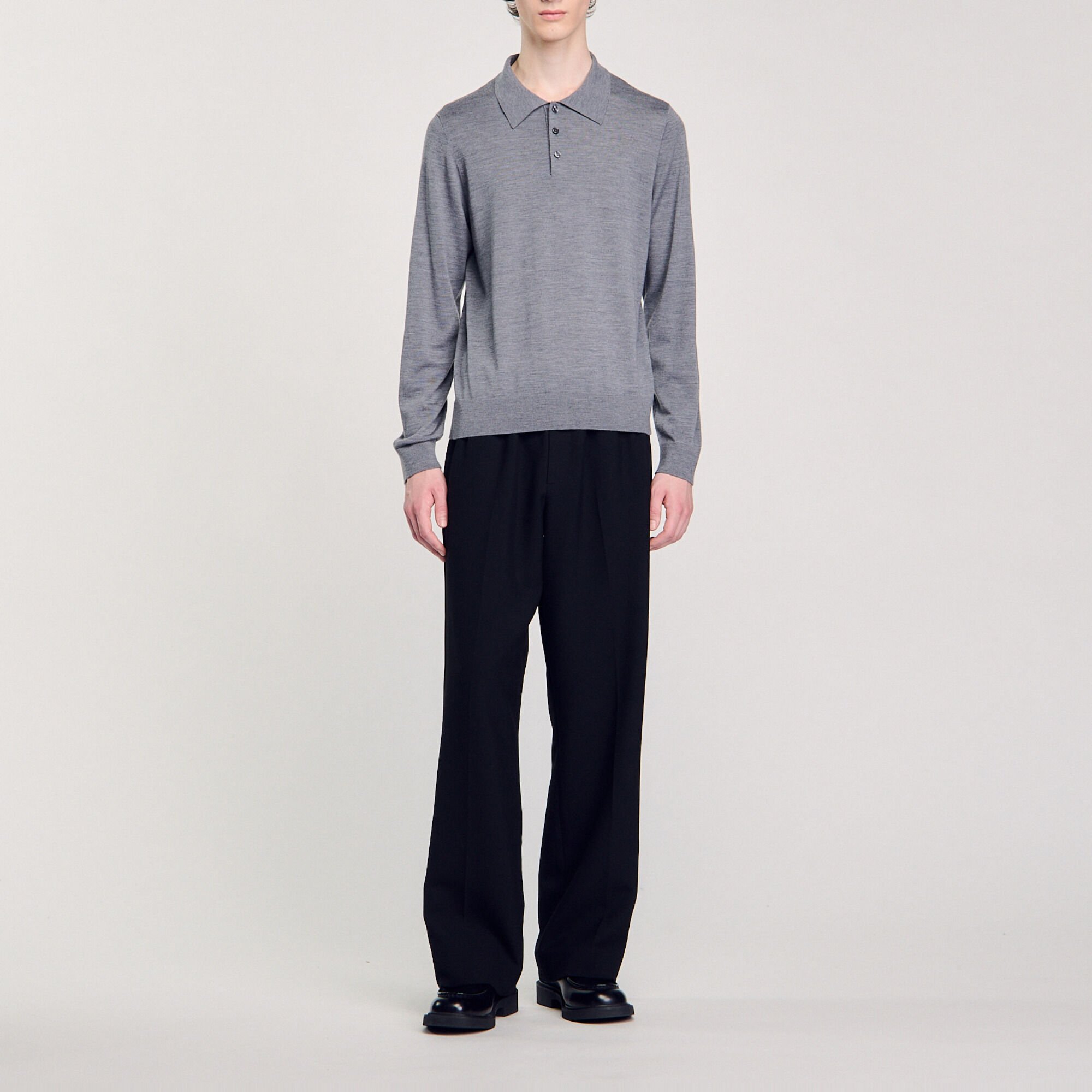 Fine knit polo shirt