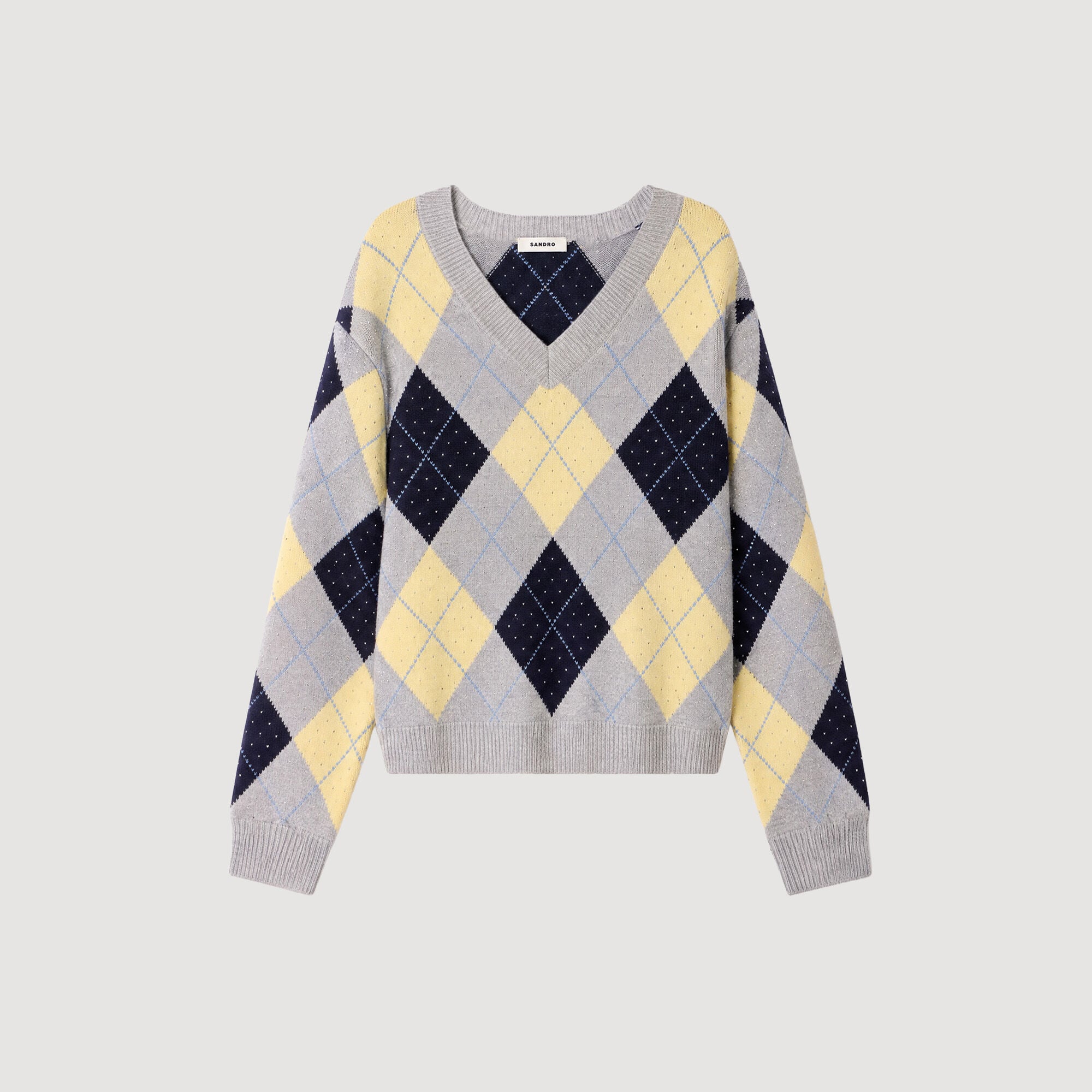 Rhinestone Argyle sweater - Women | Sandro