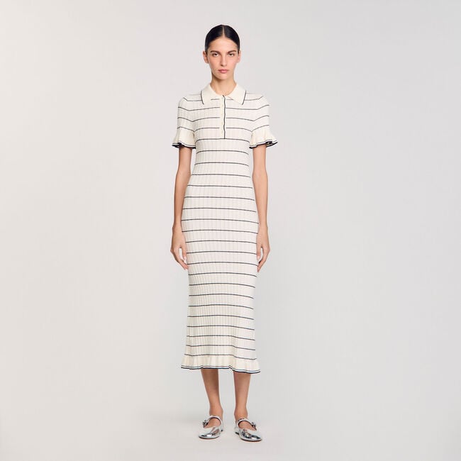 Knitted maxi dress with polo neck