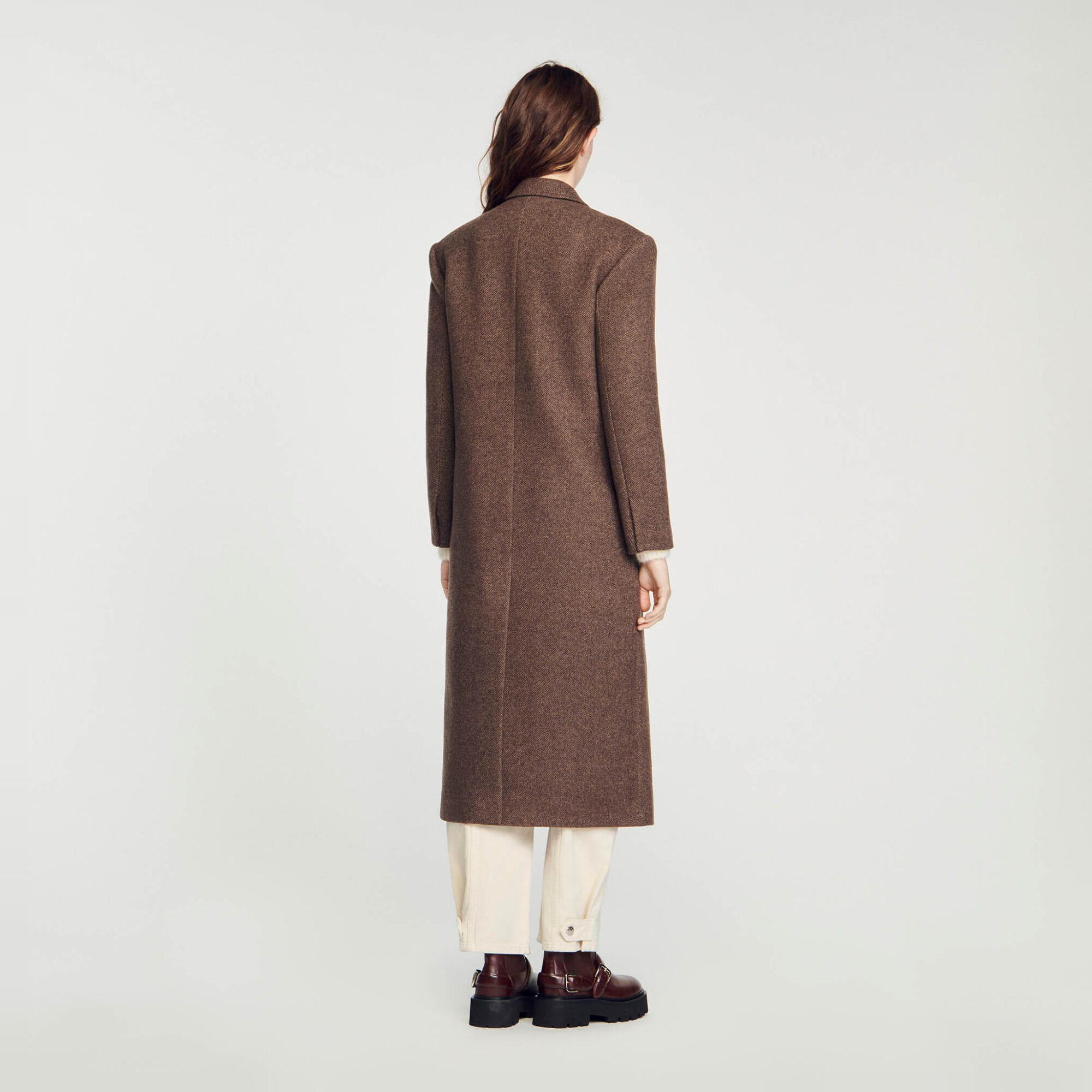 Long-sleeved button coat brown For Women | Sandro Paris