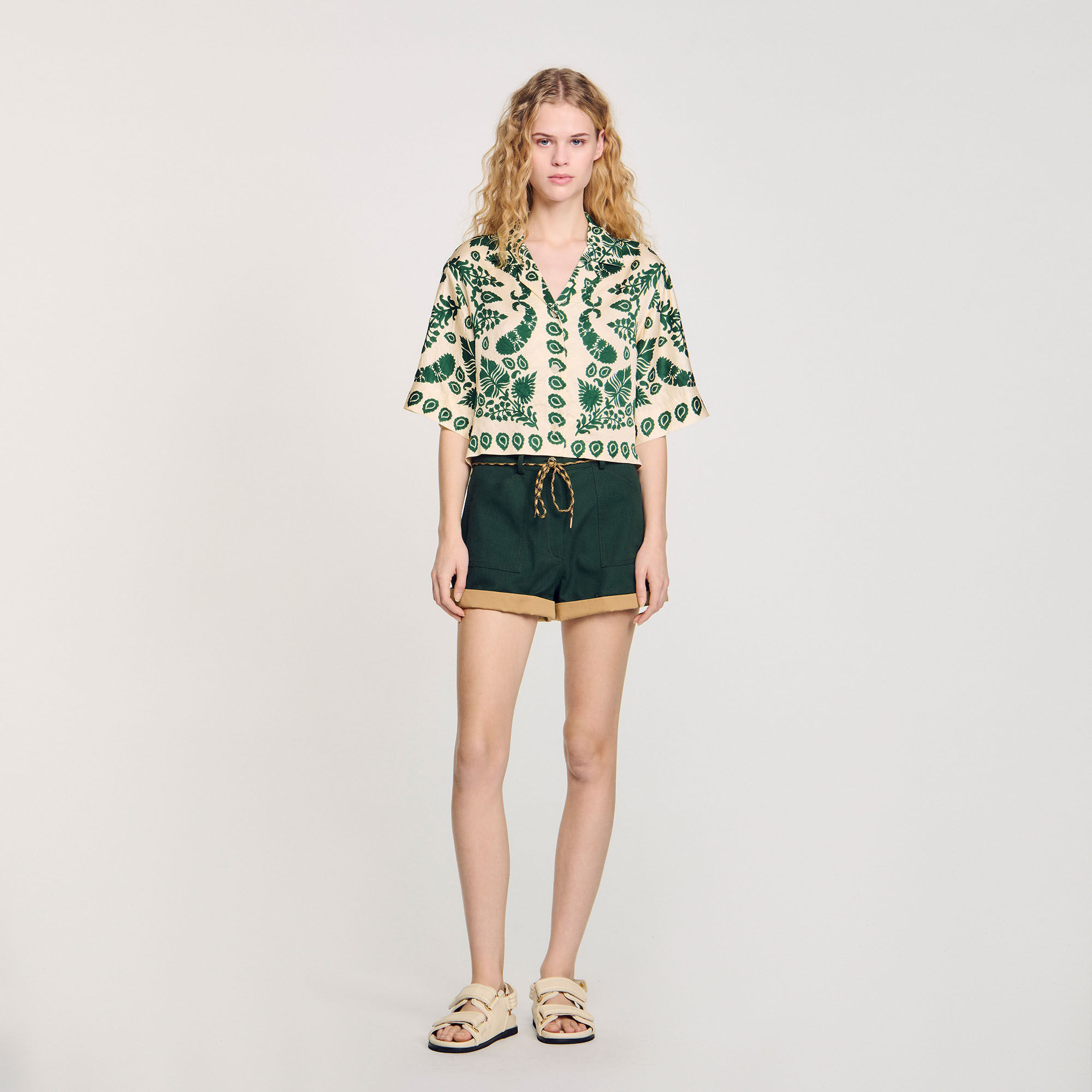Floral motif shirt white / beige For Women | Sandro Paris