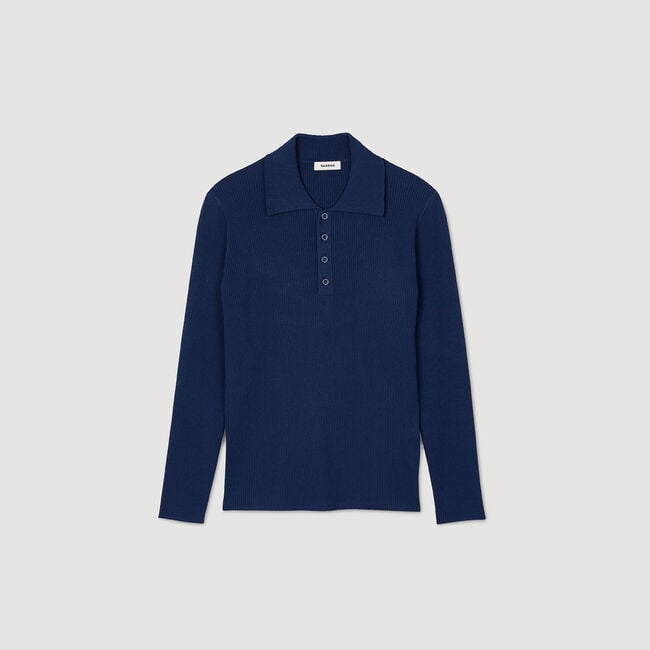 Rib knit polo shirt