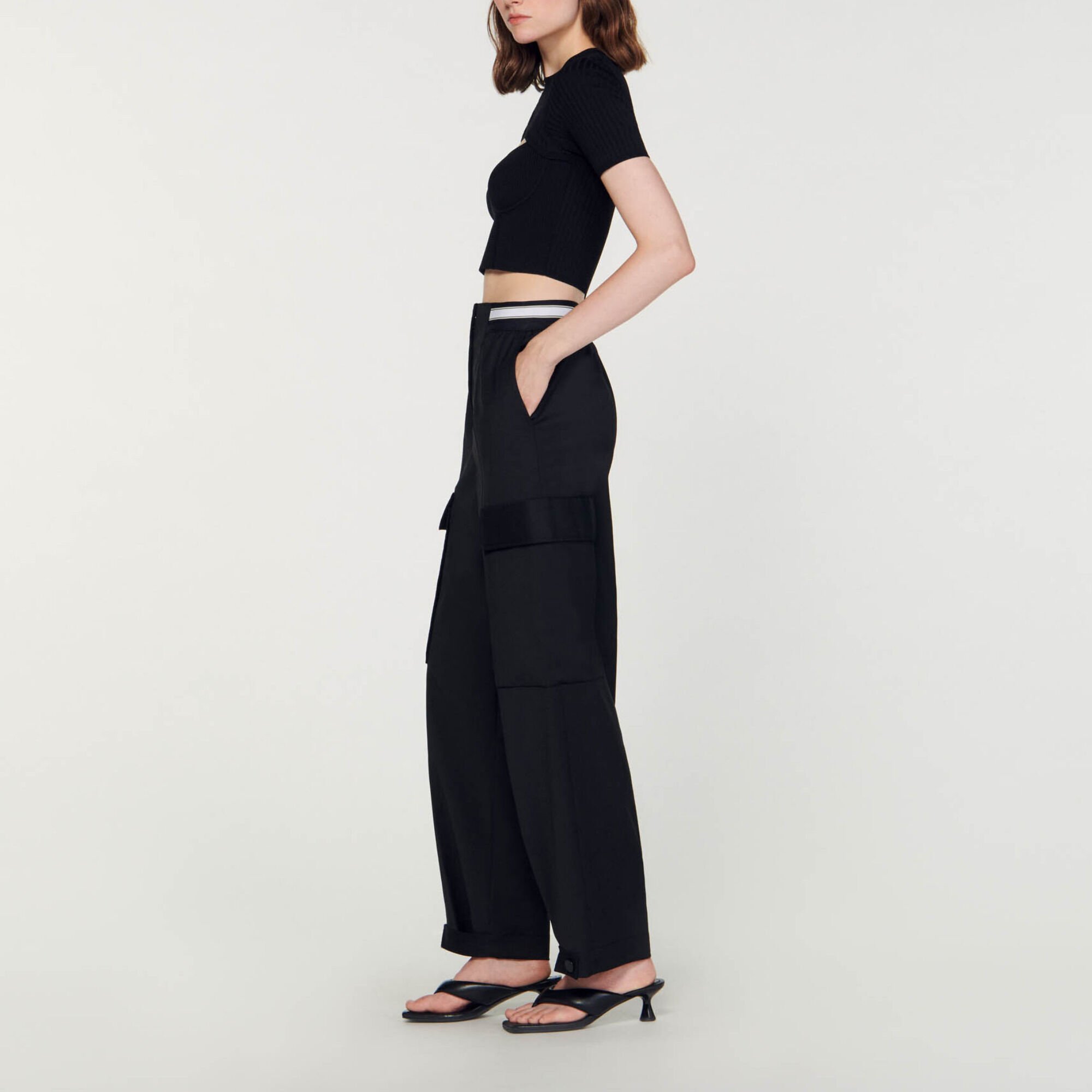 Cropped openwork jumper
