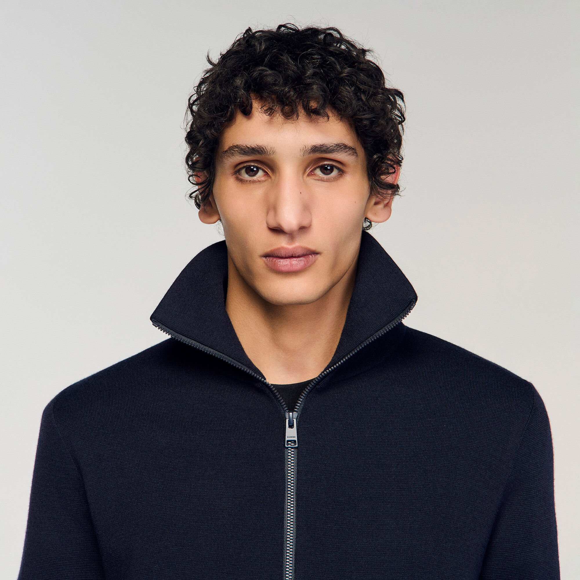 Zip-up wool cardigan