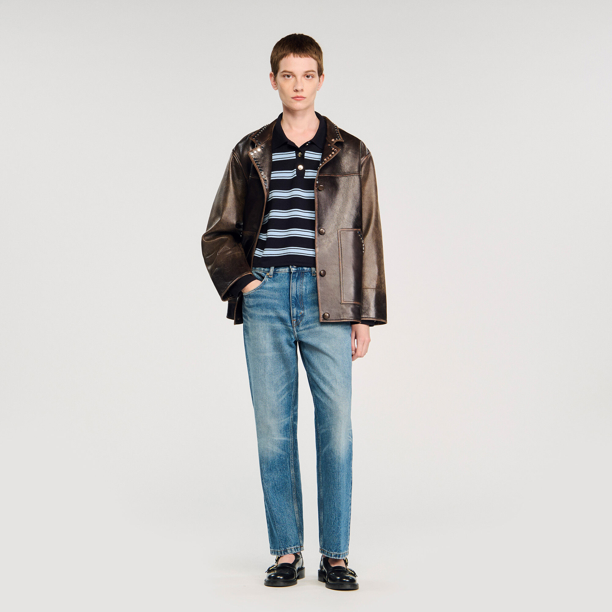 Striped polo sweater
