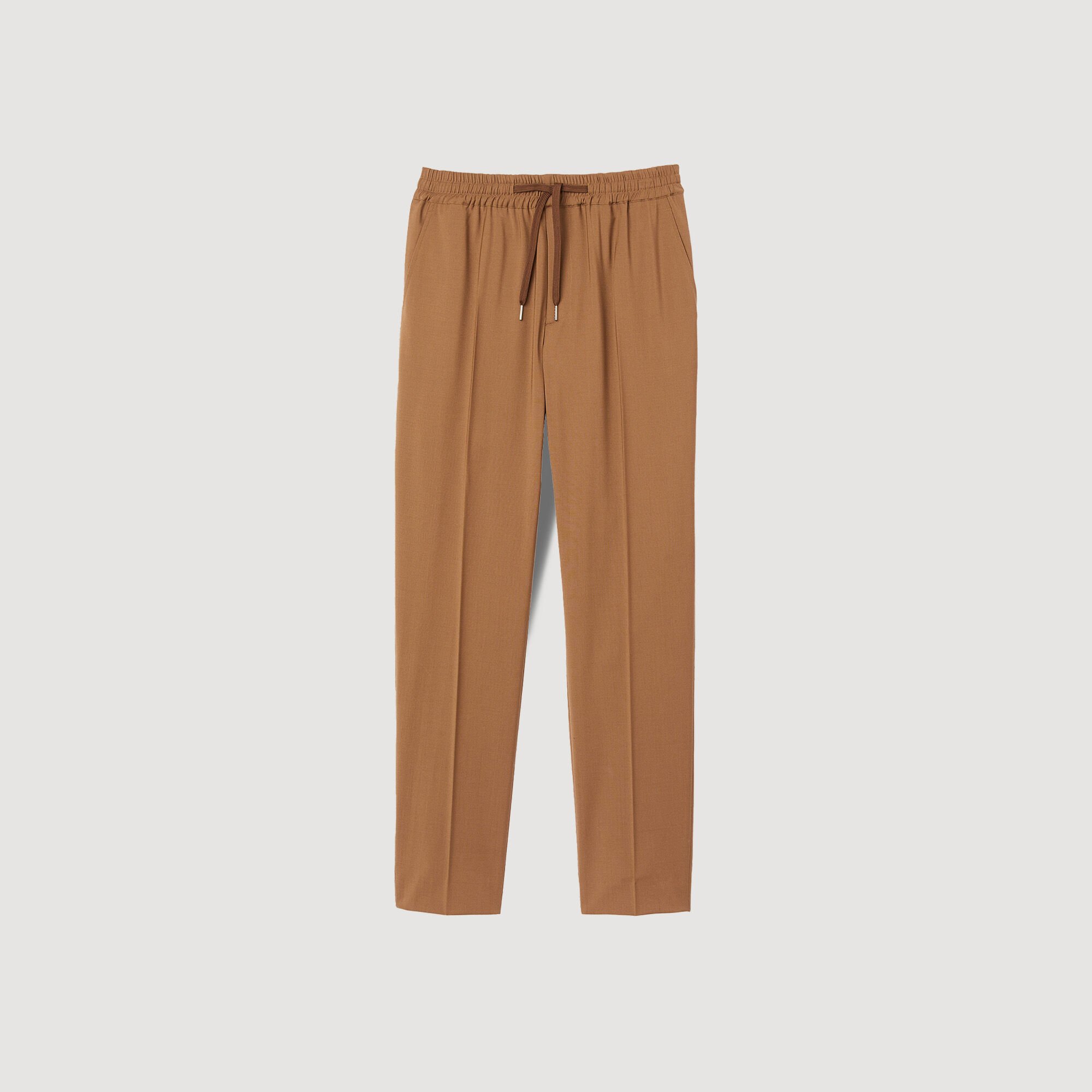 Elasticated straight-leg trousers