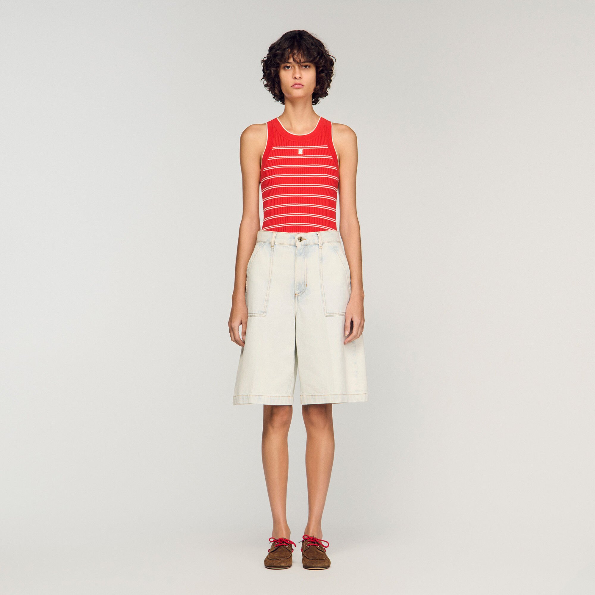 Washed denim Bermuda shorts