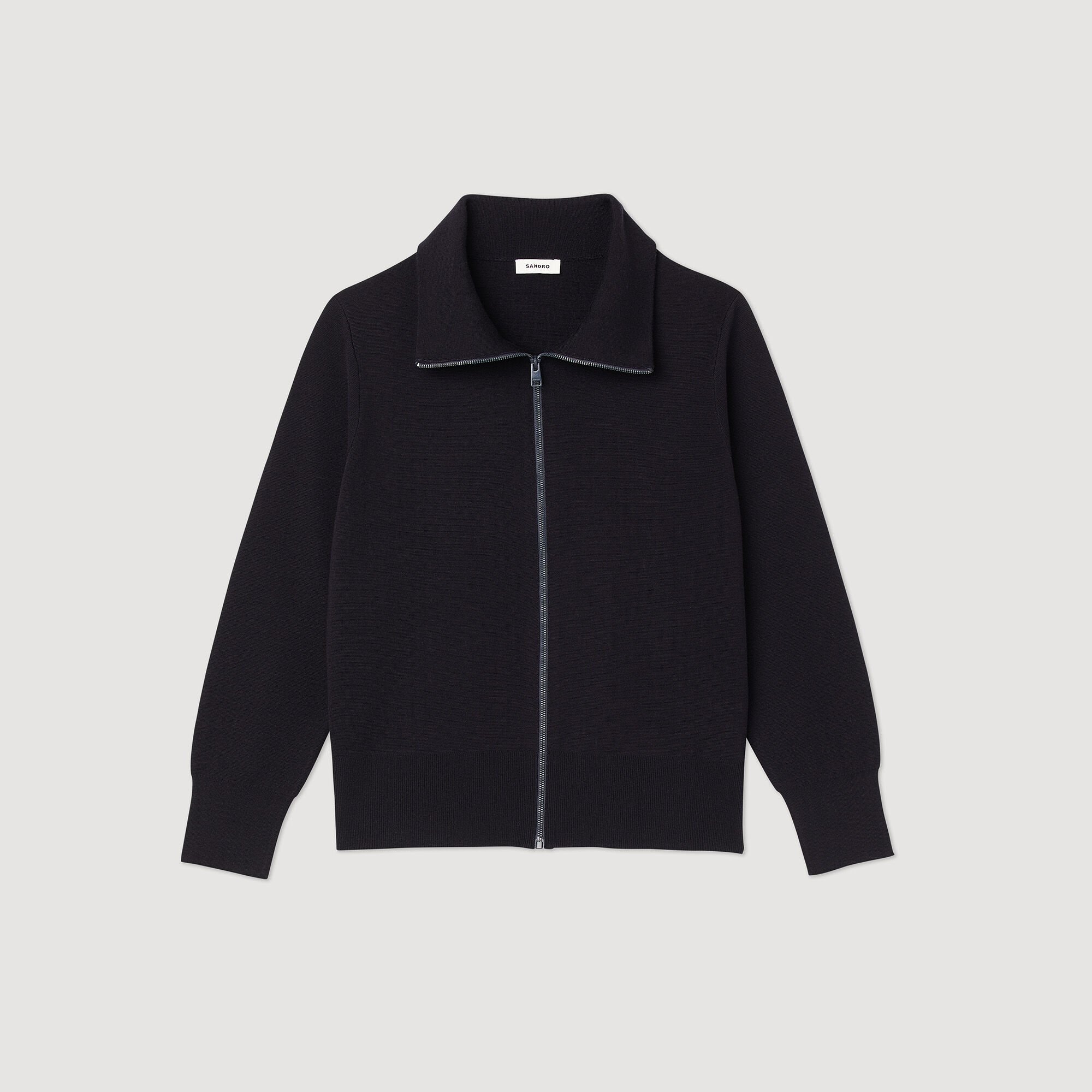 Zip-up wool cardigan