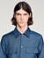 Denim-effect cotton and linen shirt