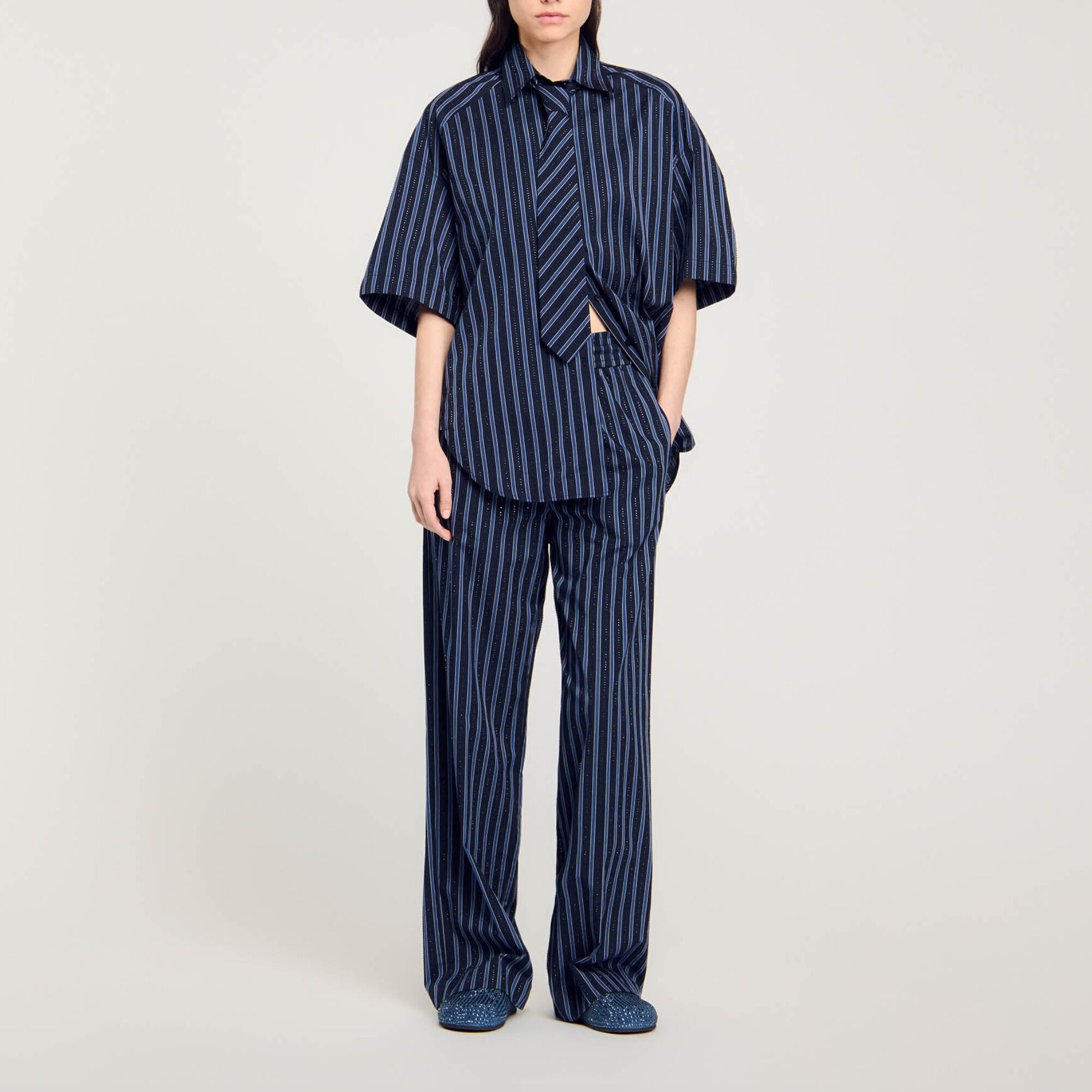 Rhinestone tie shirt