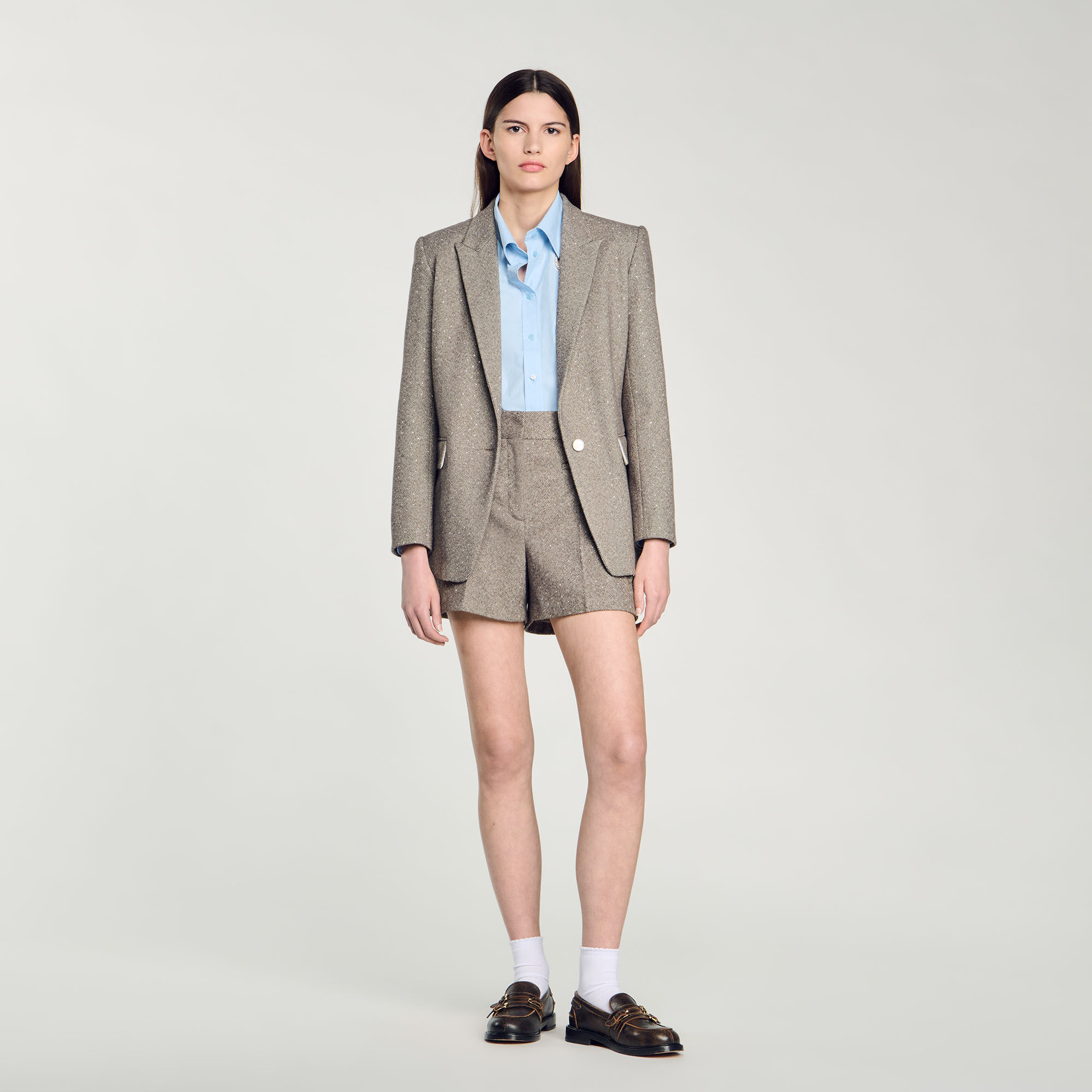 Herringbone shorts with rhinestones