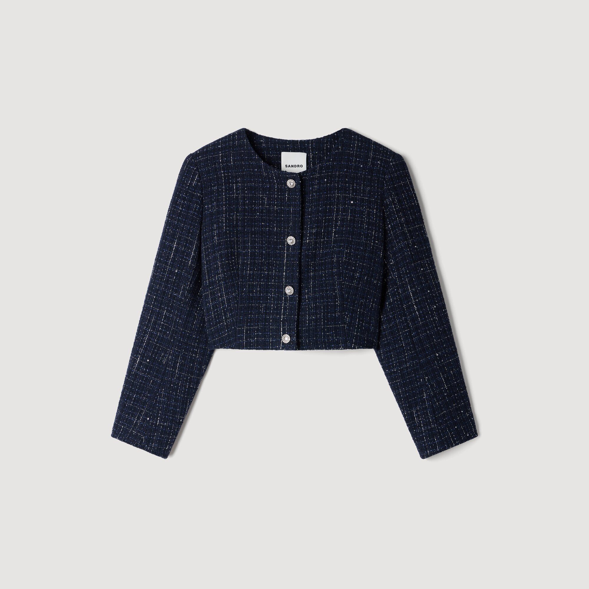 Decorative tweed jacket in Blue for Women | Sandro Paris