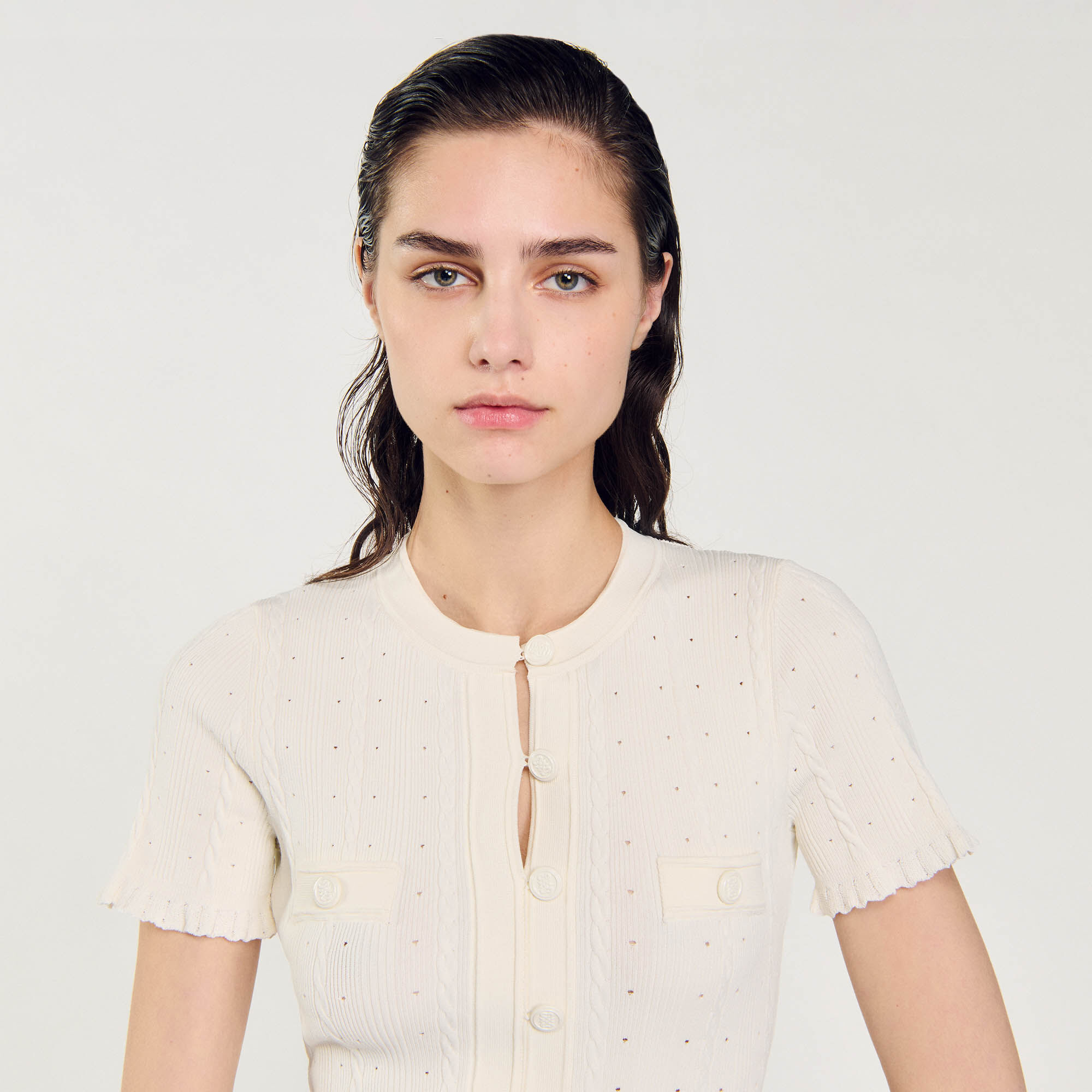 Knit maxi dress white / beige For Women | Sandro Paris