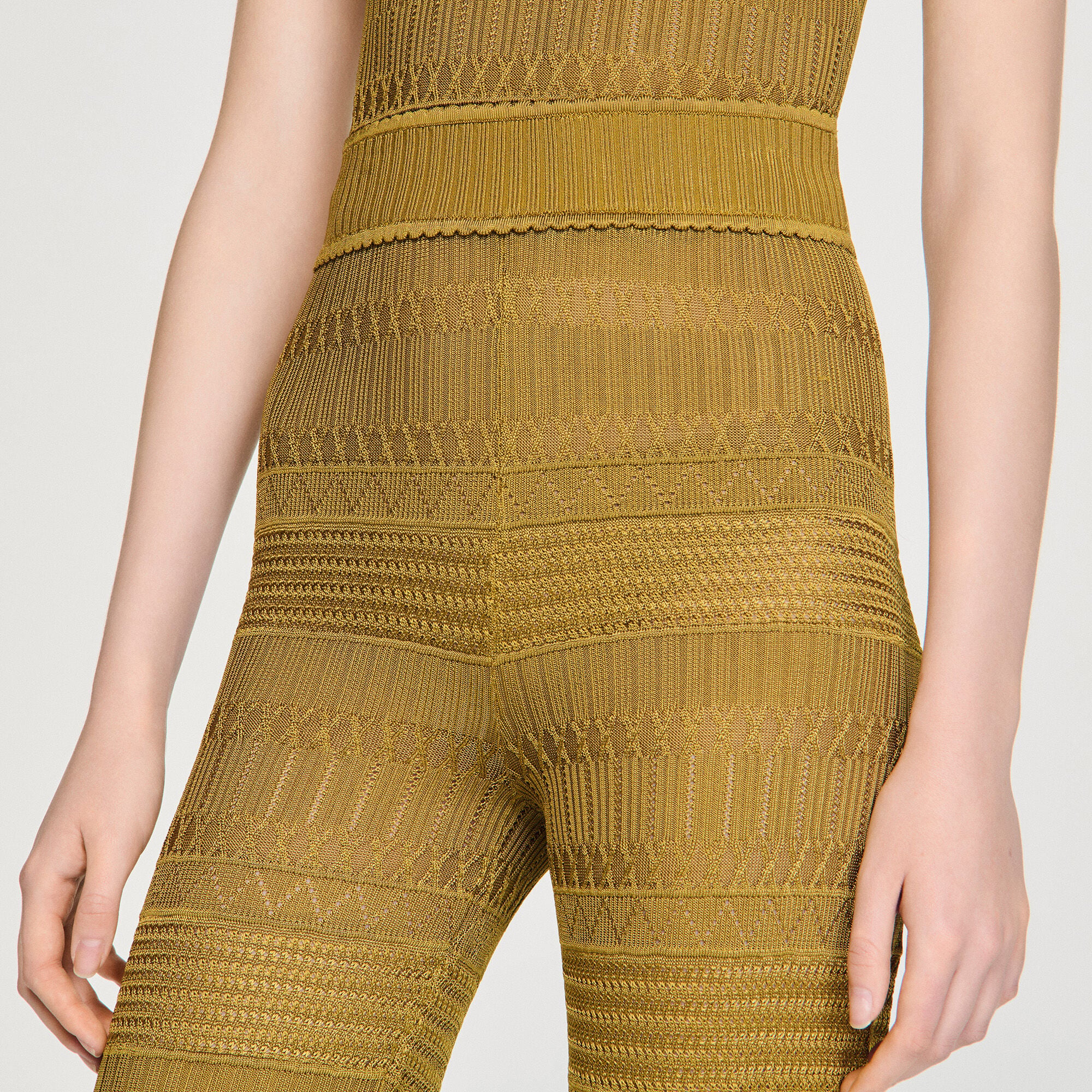 Pointelle knit trousers