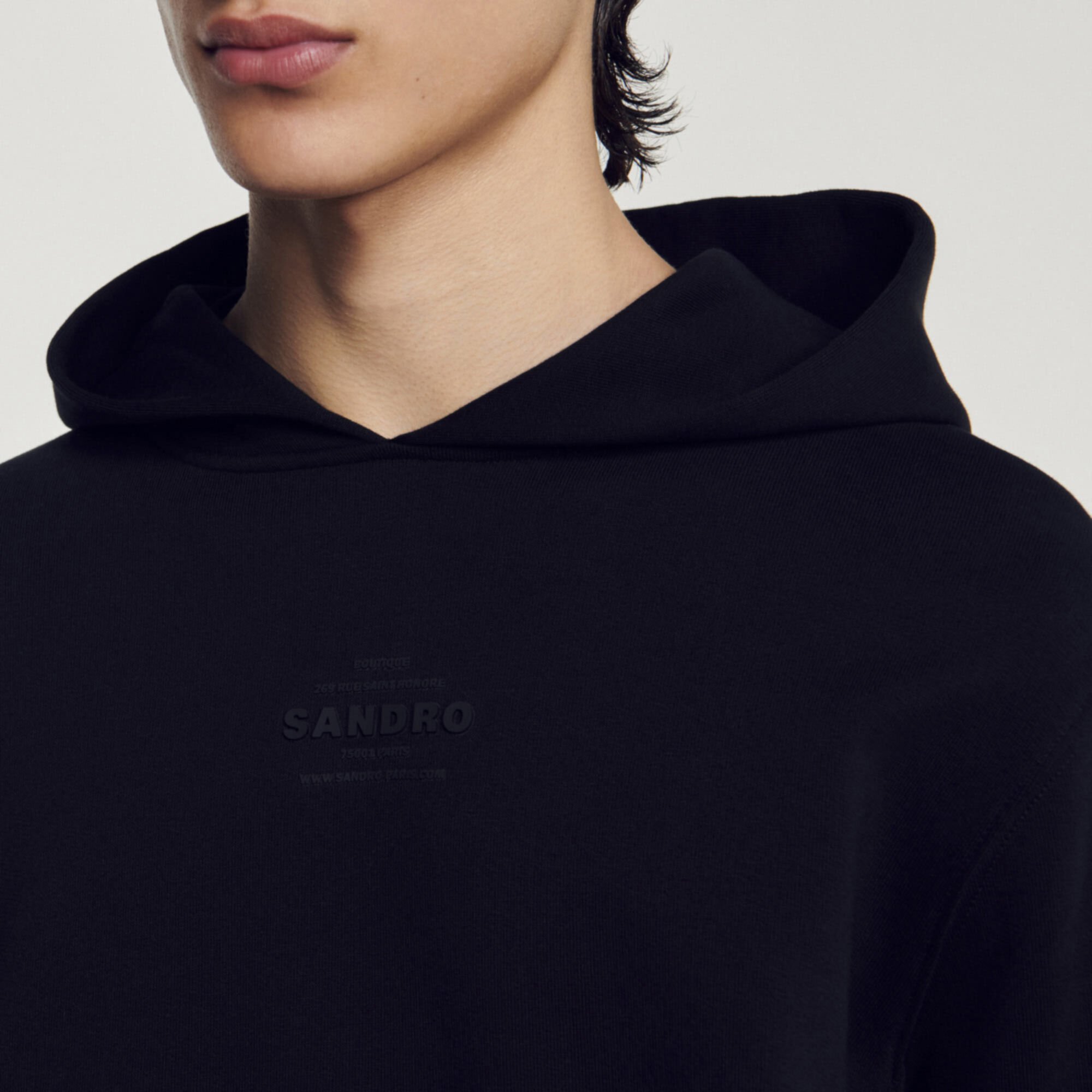 Hooded sweatshirt with rubber logo